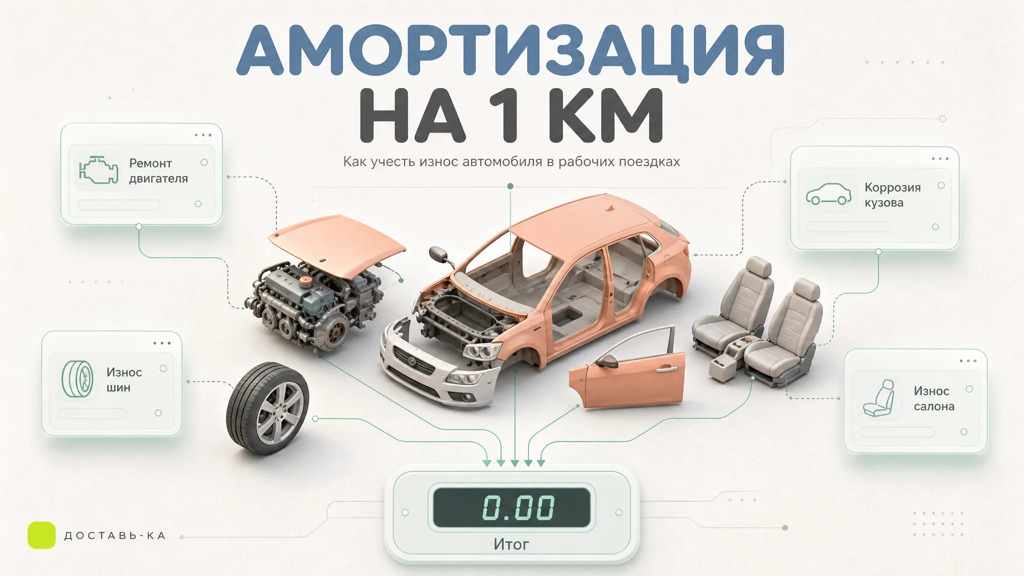 Как посчитать амортизацию автомобиля для рабочих поездок на 1 км в 2026 году