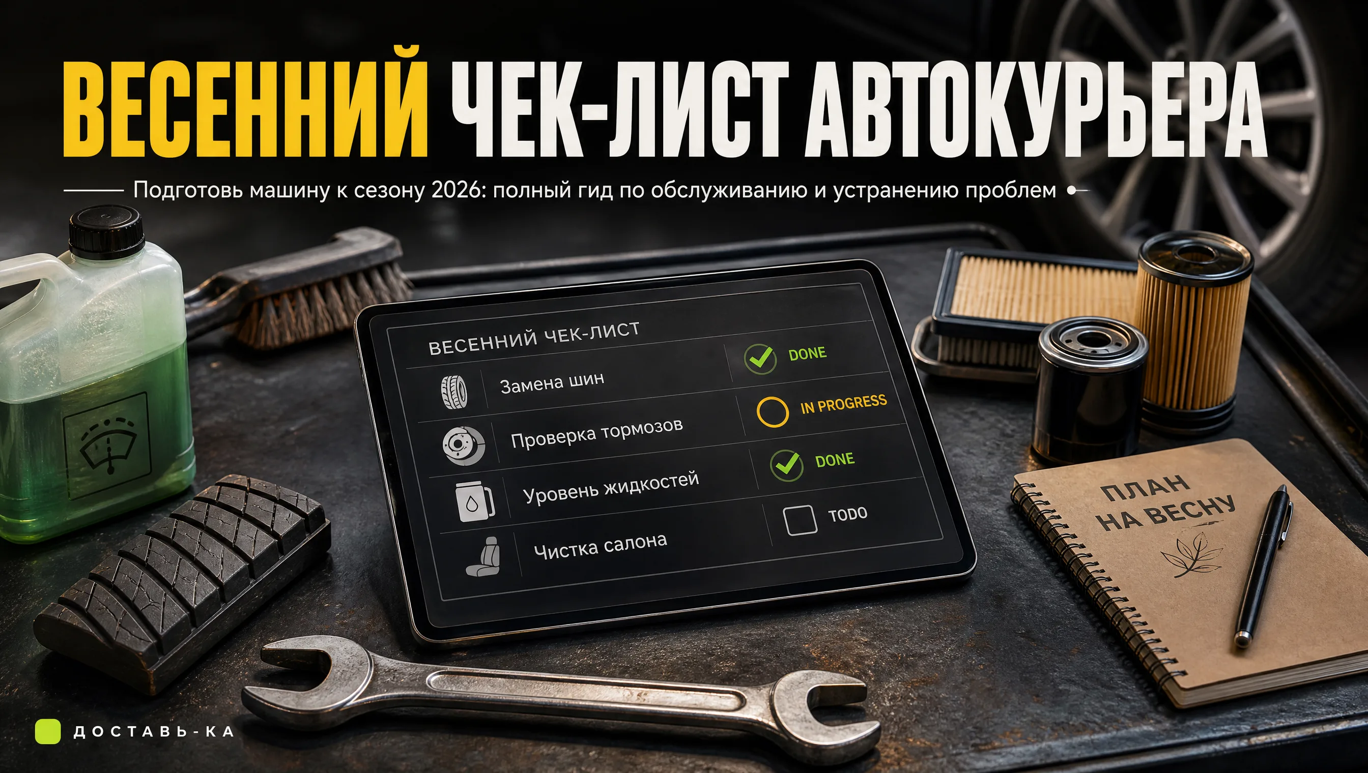 Автокурьер: весенний чек-лист по обслуживанию машины в 2026 году