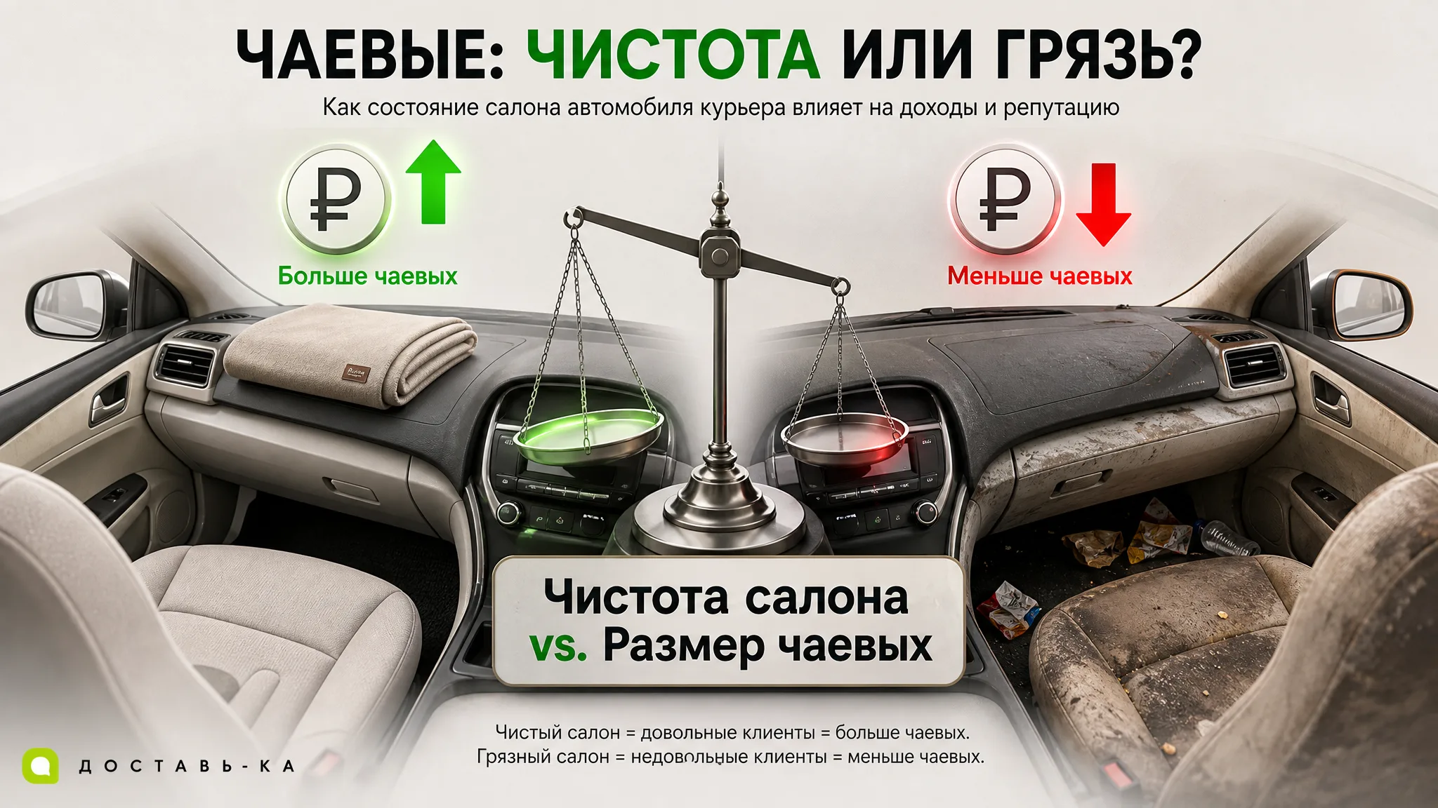 Чистота в машине курьера и чаевые в 2026 году: влияние на доход