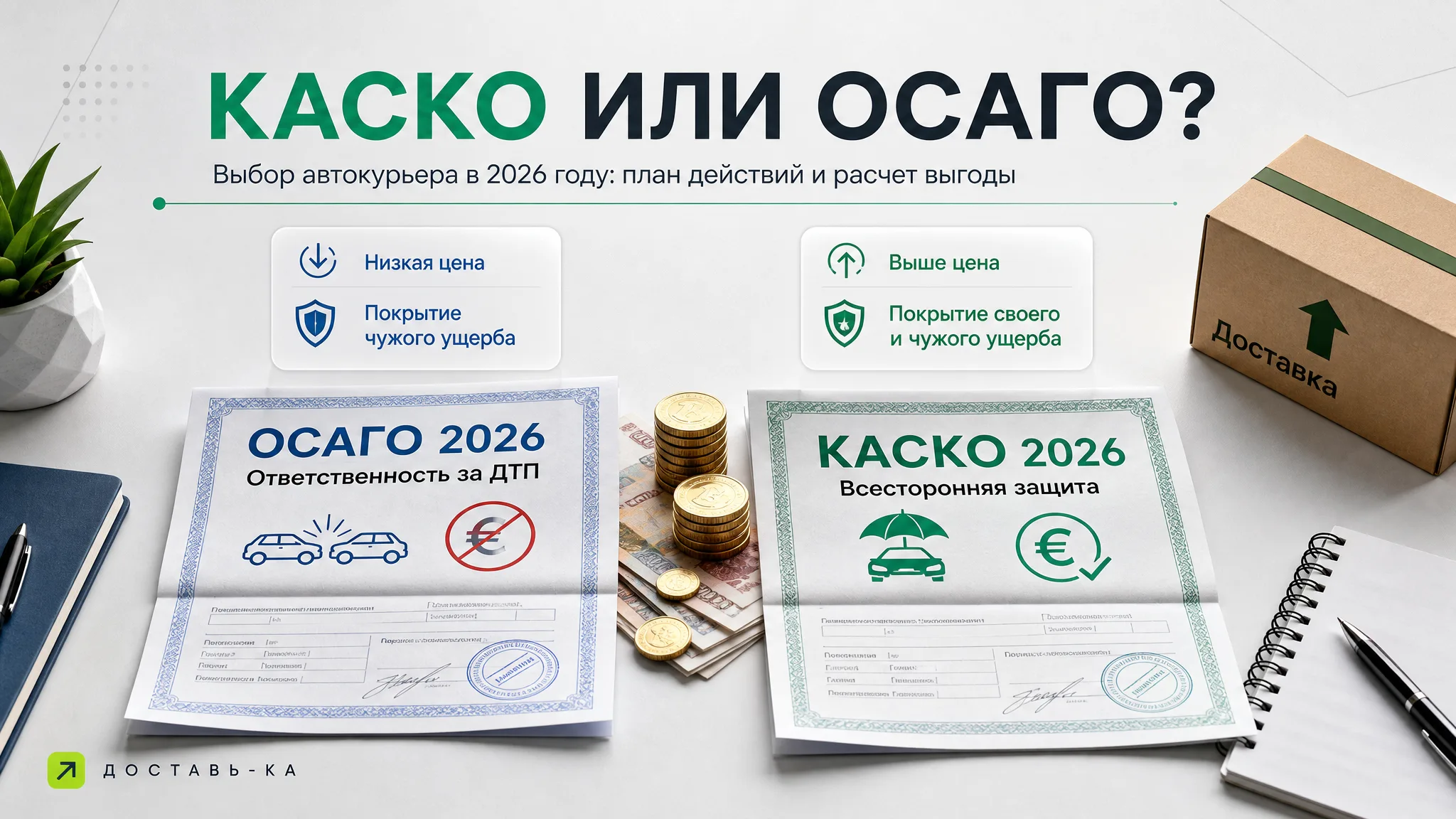 Автокурьер КАСКО или ОСАГО – что выгоднее для работы в 2026 году