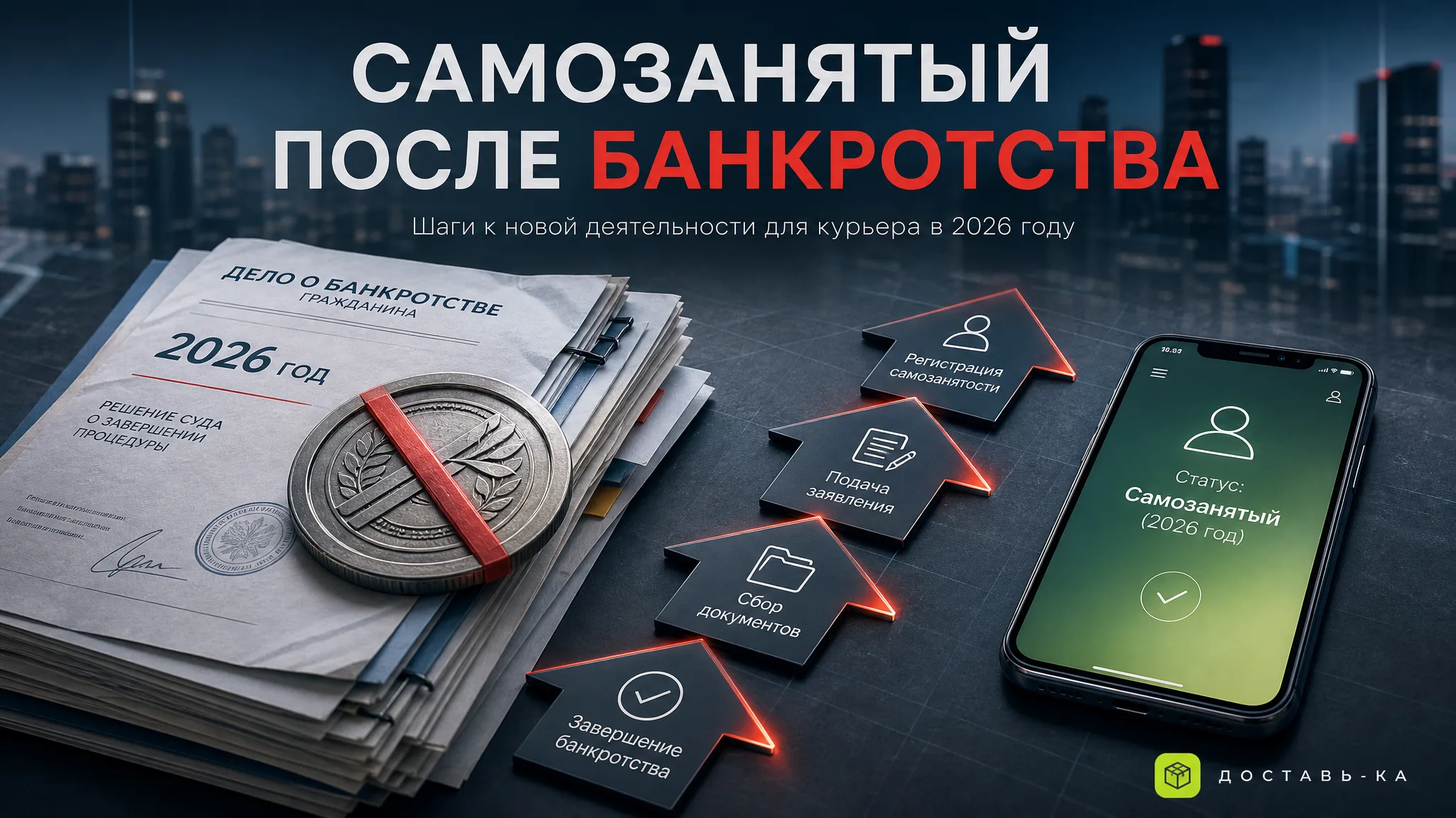 Самозанятость курьером после банкротства физлица в 2026 году