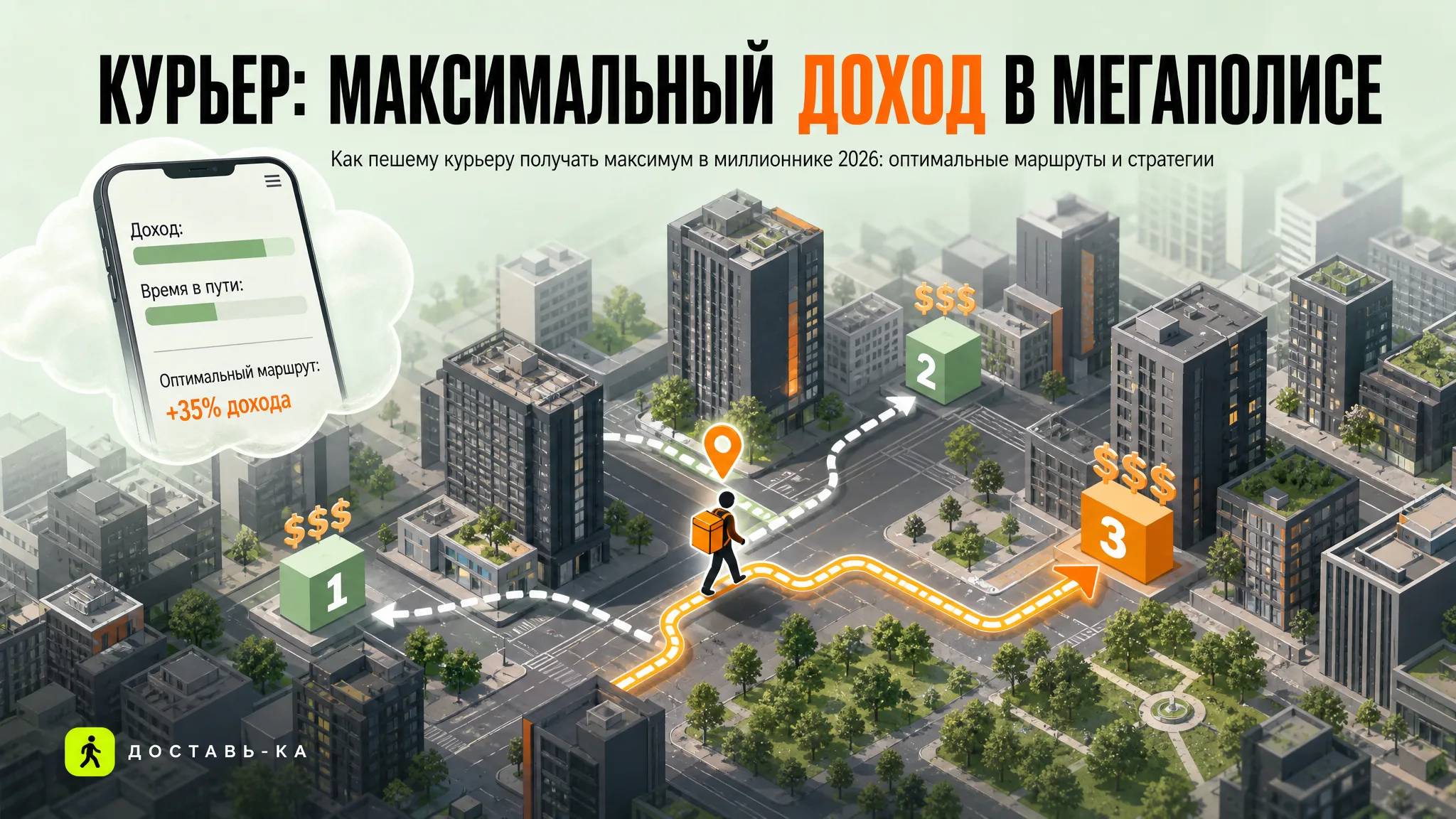 Города-миллионники: как пешему курьеру получать максимальный доход в 2026 году