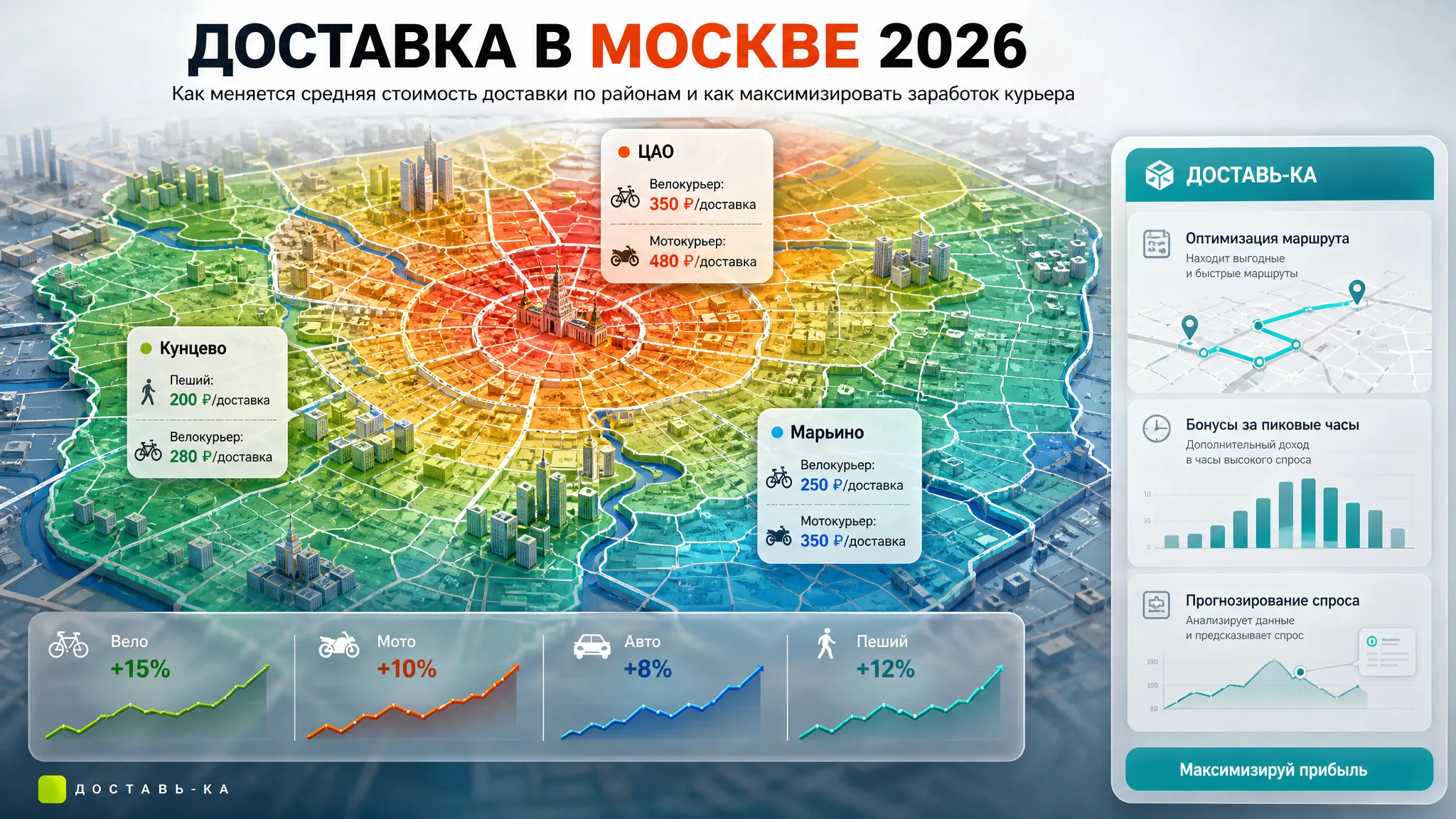 Средняя стоимость доставки в Москве по районам в 2026 году