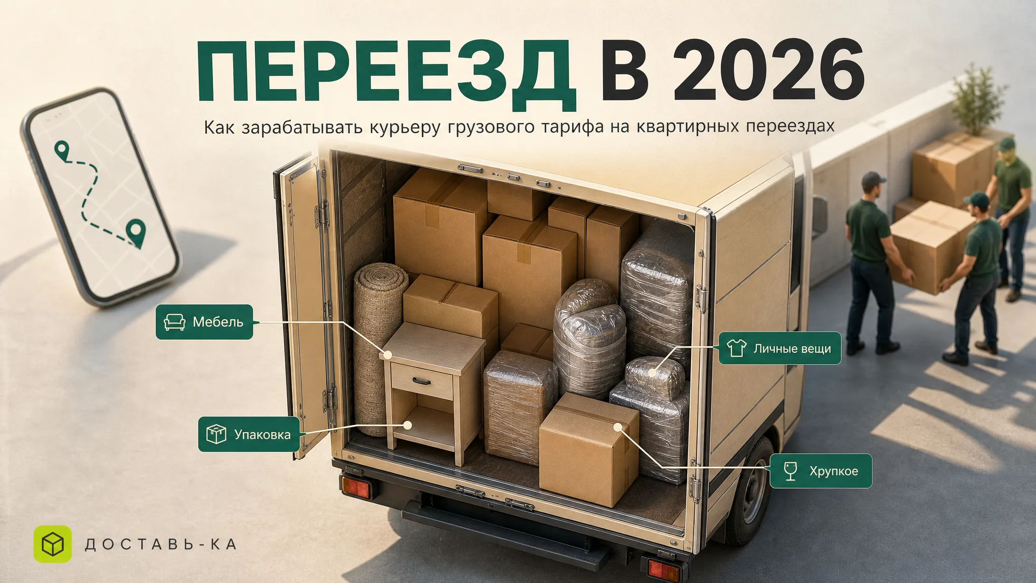 Грузовой тариф квартирный переезд: заработок курьера в 2026 году