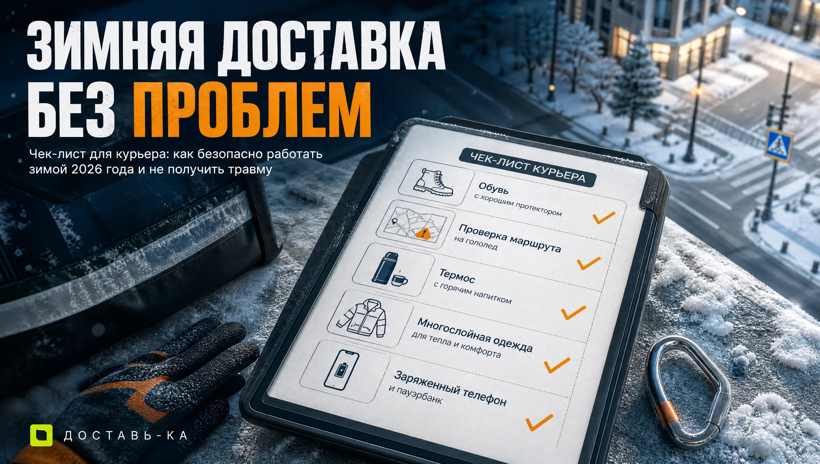 Как курьеру не убиться об лед зимой и работать безопасно в 2026 году