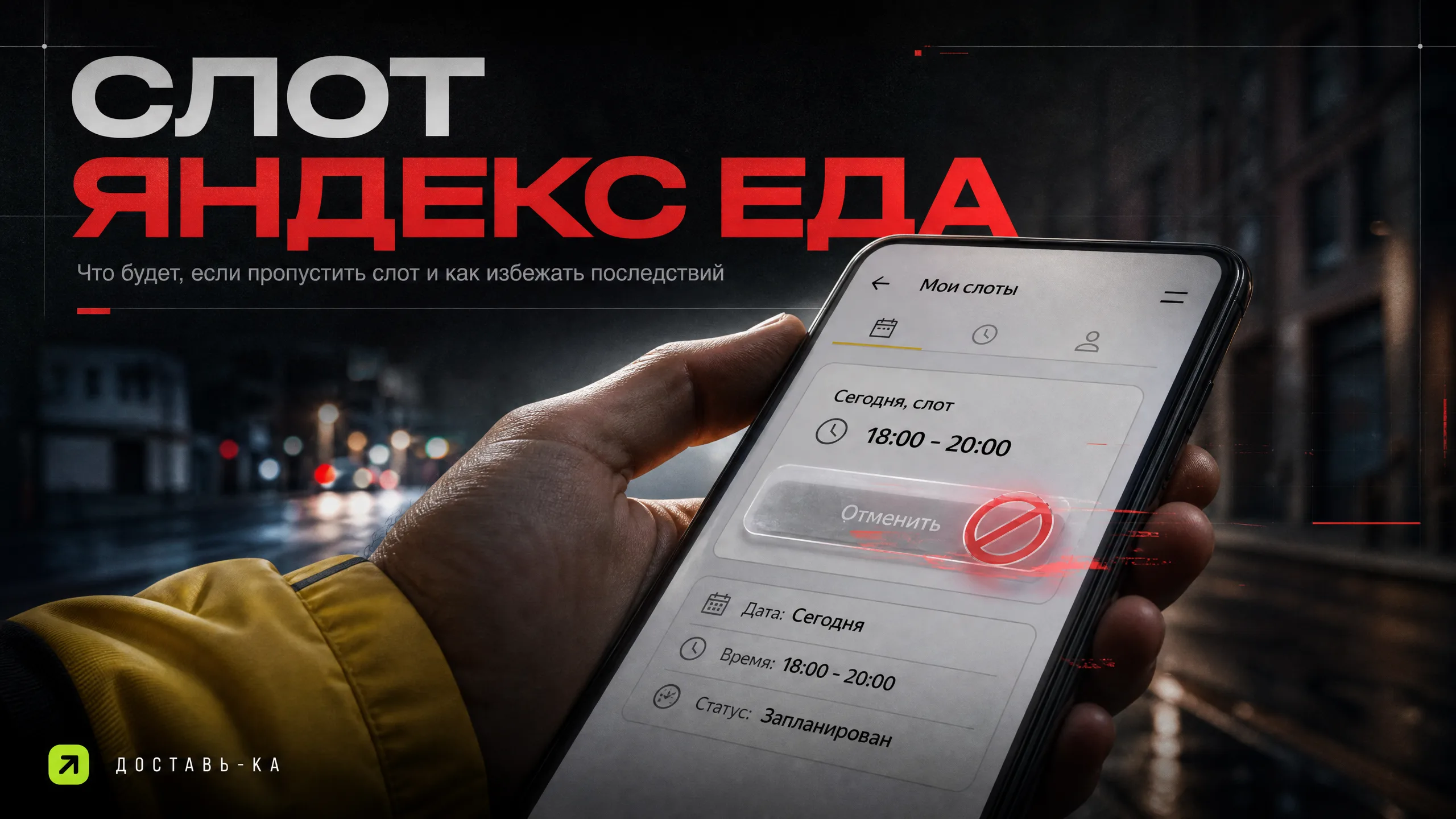 Как отменить слот Яндекс Еда и что будет, если пропустить его в 2026 году