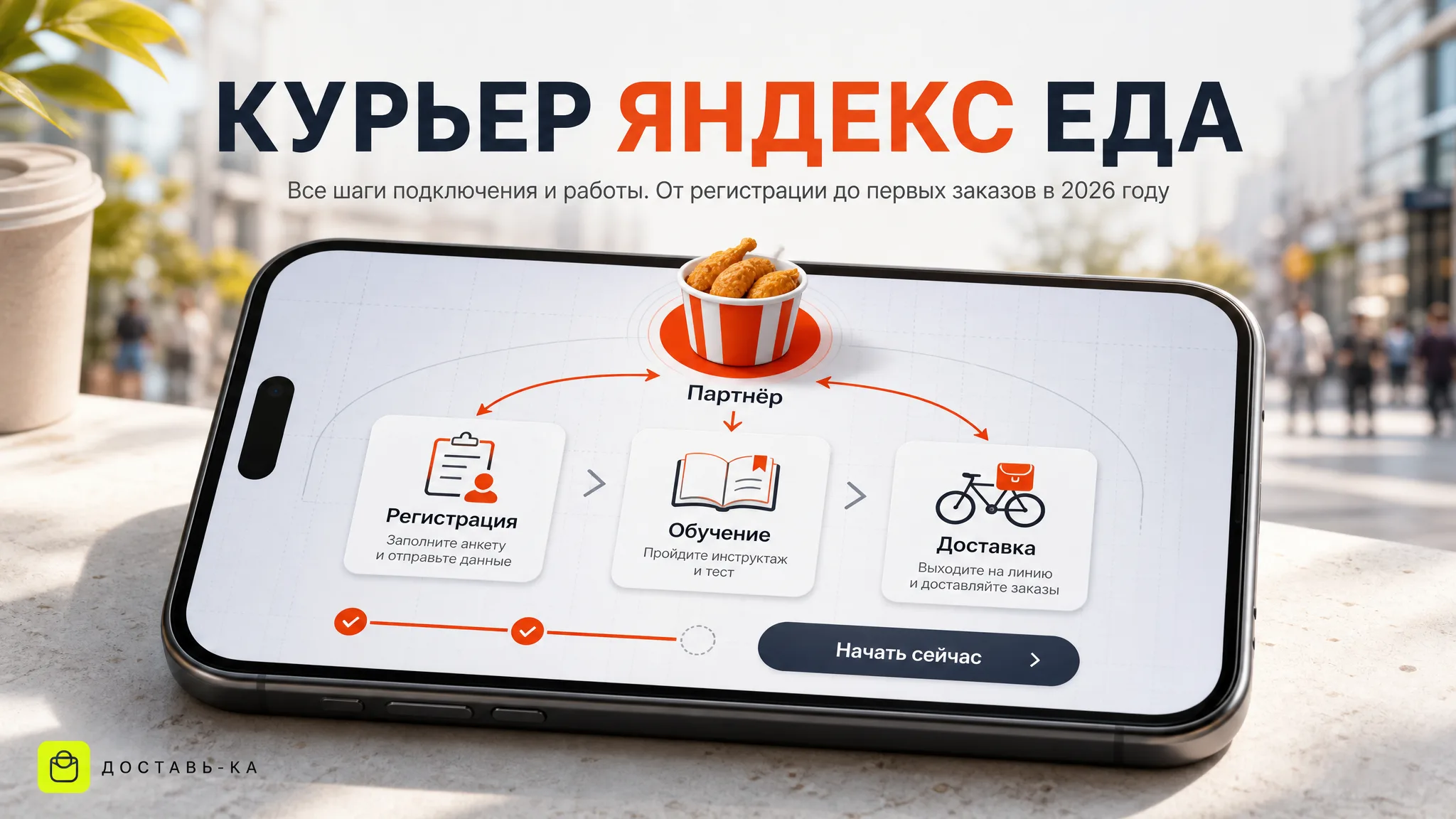 Как стать курьером Яндекс Еды для Ростикс: полный гайд 2026