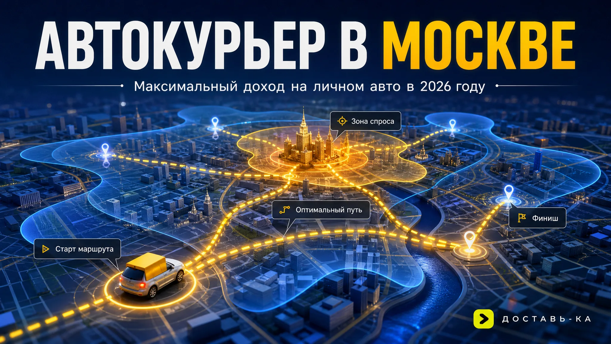 Курьер на личном авто в Москве: вакансии и выгоды с «ДОСТАВЬ-КА» в 2026 году