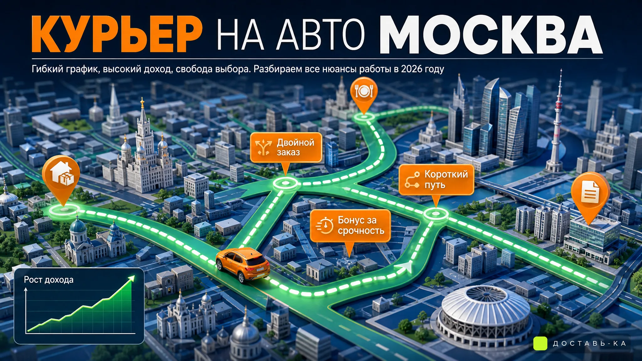 Курьер на личном авто в Москве: стабильный доход без начальников в 2026 году