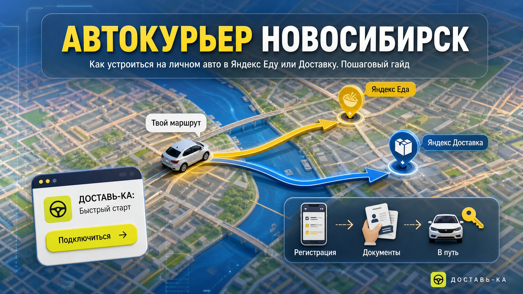 Новосибирск вакансия курьер на личном авто в Яндекс Еде и Доставке 2026
