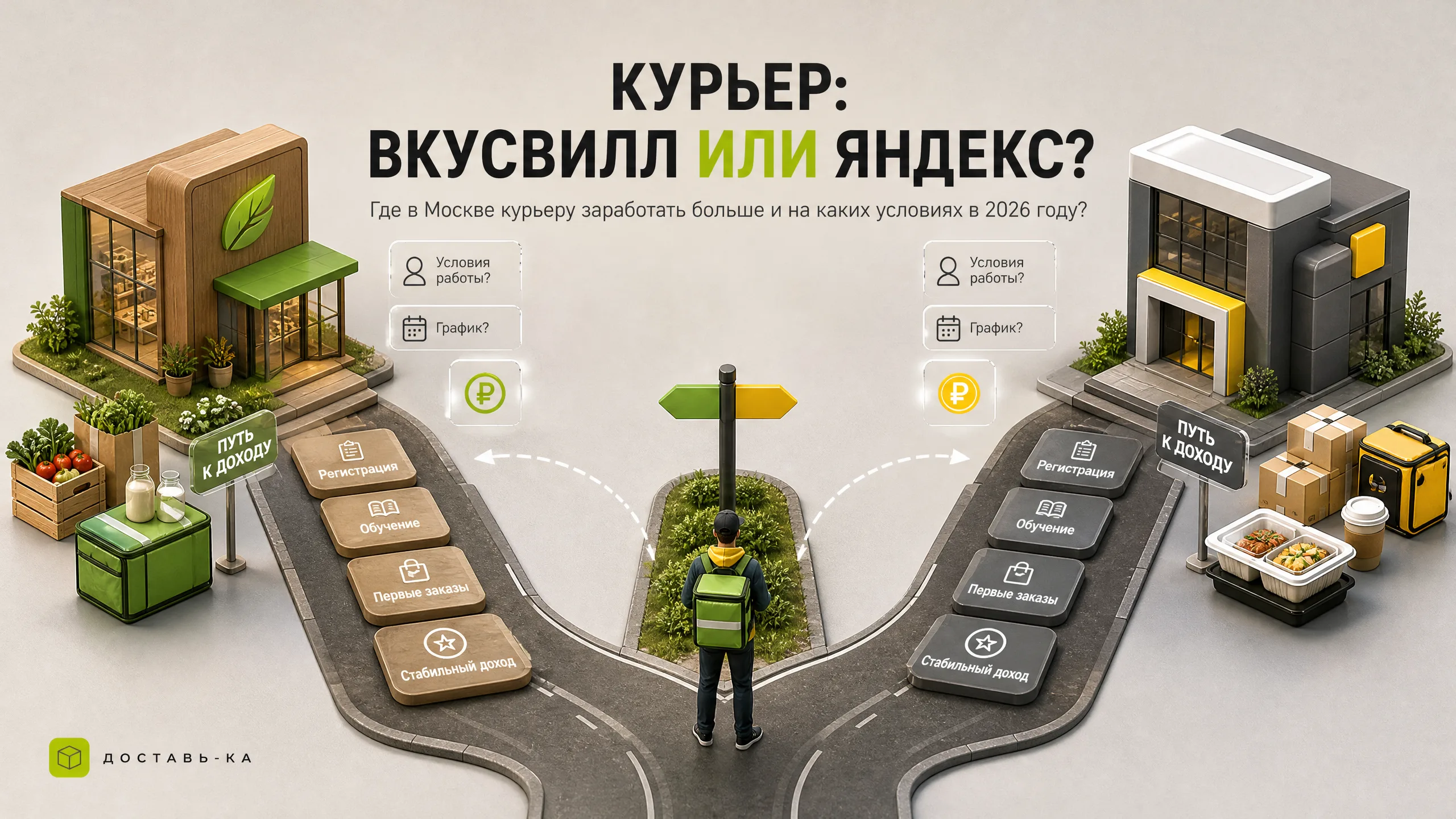 Курьер ВкусВилл или Яндекс: где заработок в Москве выше в 2026 году?