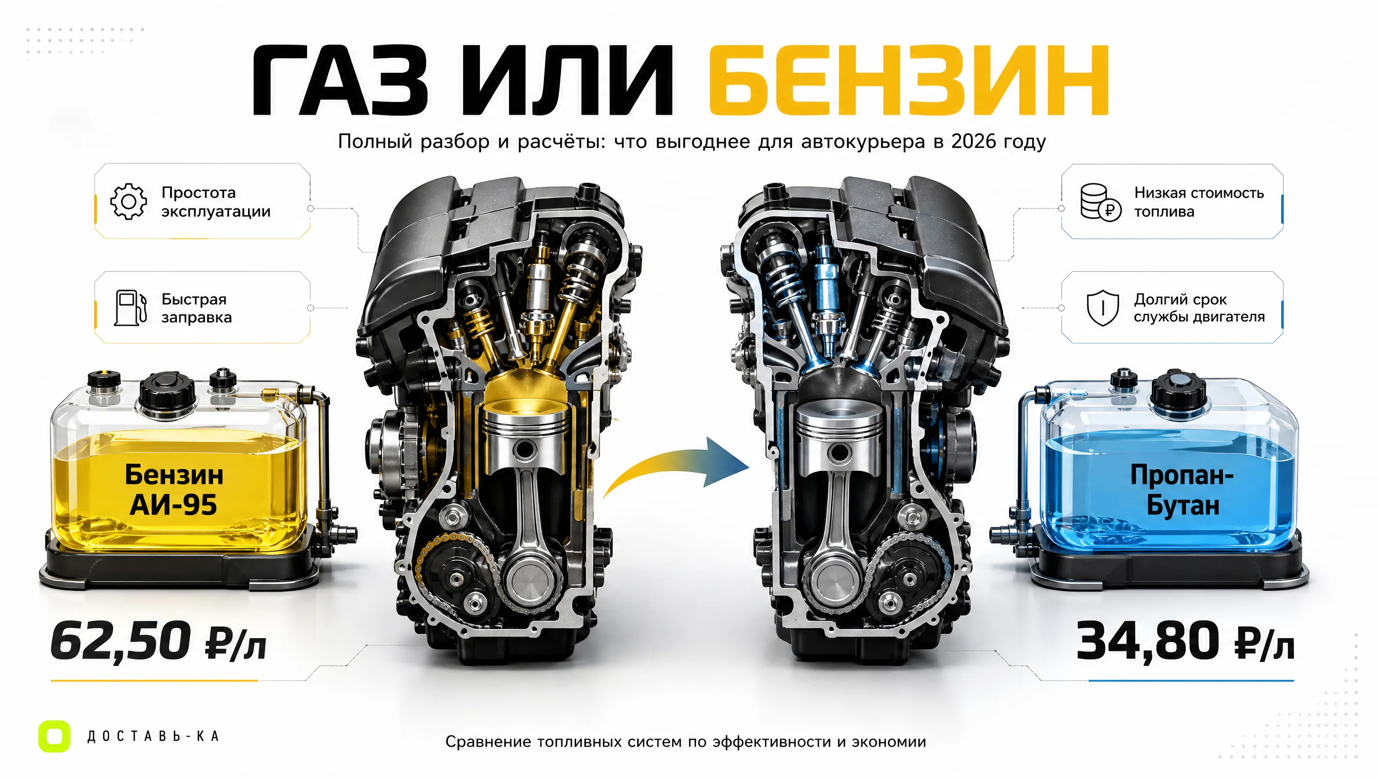 Автокурьер: газ или бензин — что выгоднее для работы на доставке в 2026 году