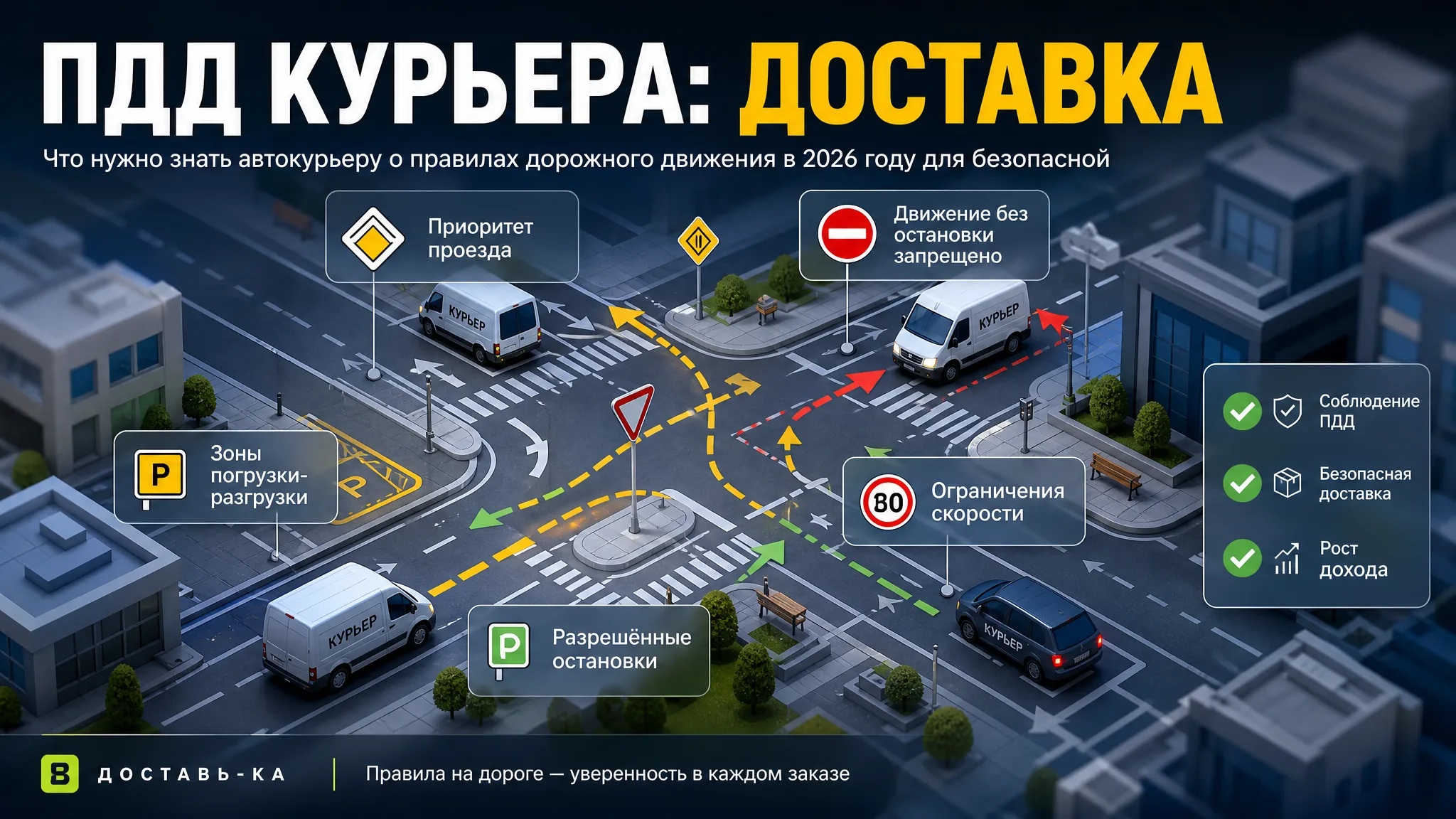 ПДД для автокурьера: обучение правилам дорожного движения для безопасной и быстрой доставки в 2026 году