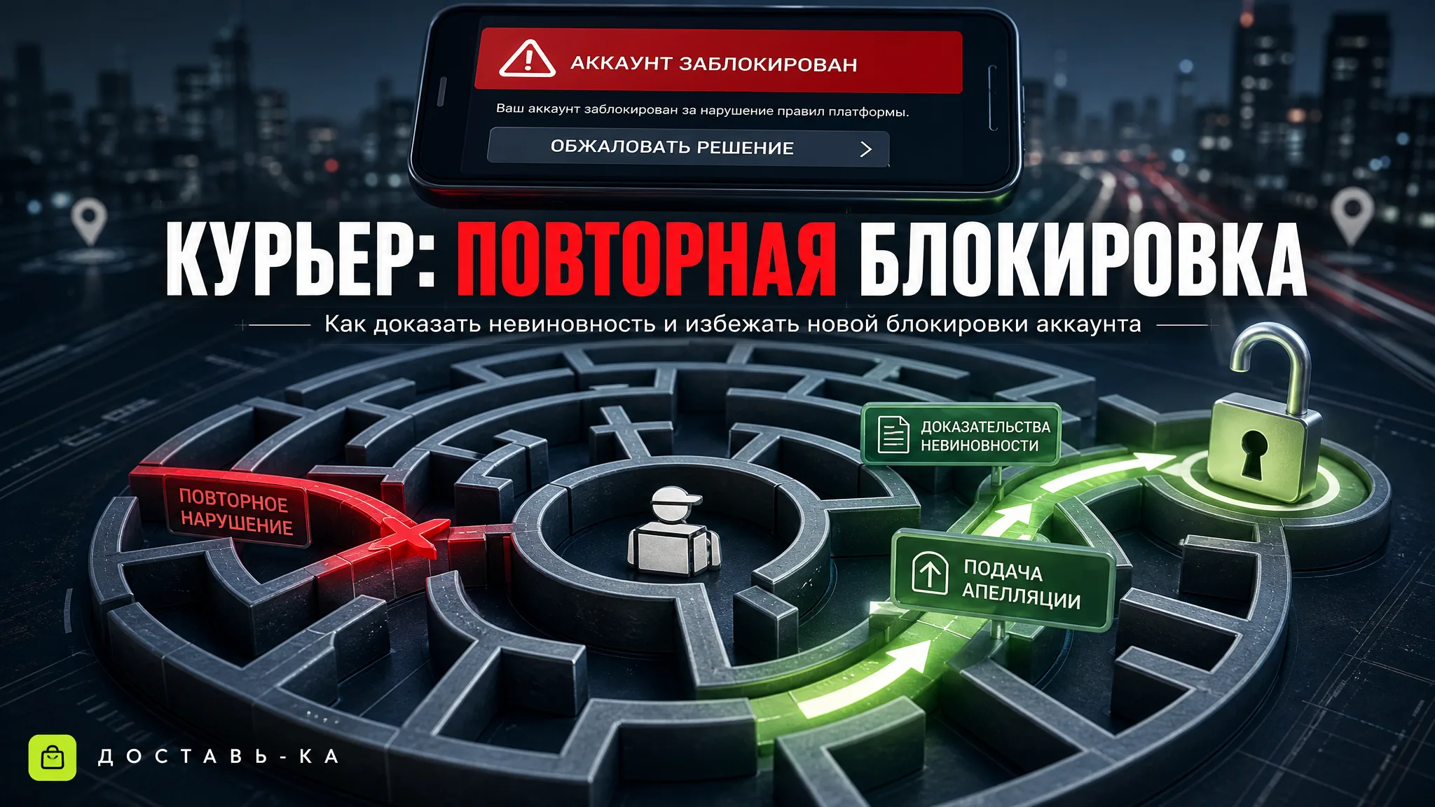 Блокировка аккаунта курьера повторно: как доказать невиновность в 2026