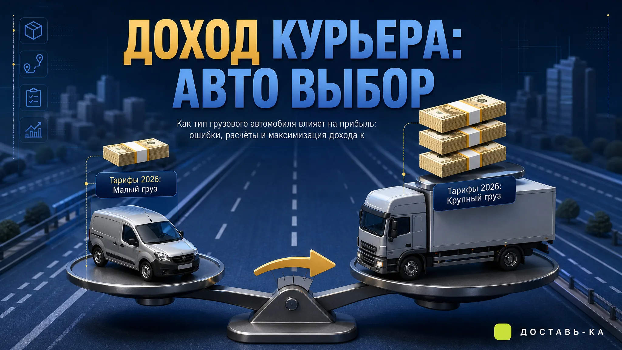 Грузовой тариф: как тип автомобиля влияет на максимальный доход курьера в 2026 году