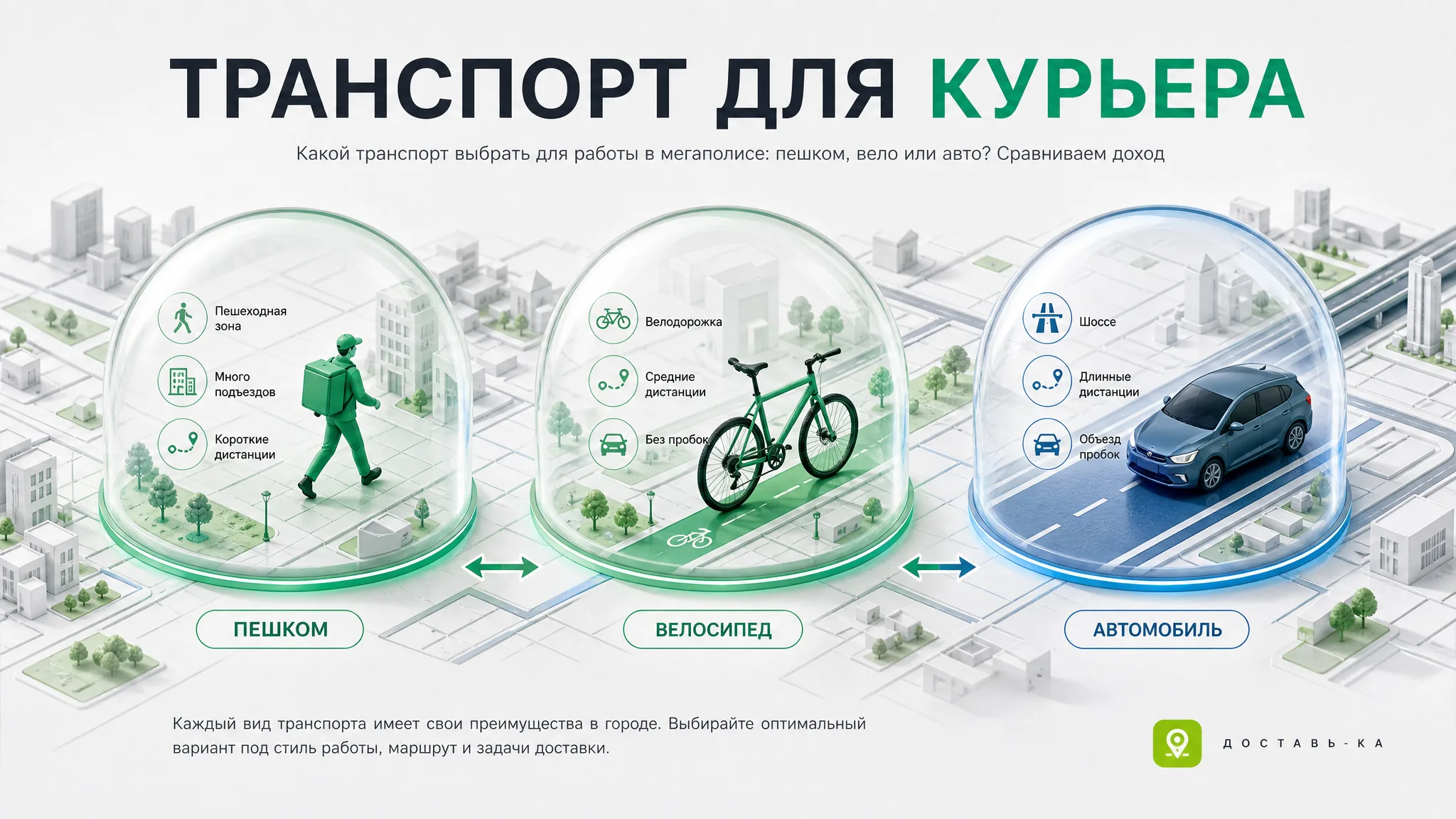 Города-миллионники: выбор транспорта для курьера – пешком, велосипед или авто