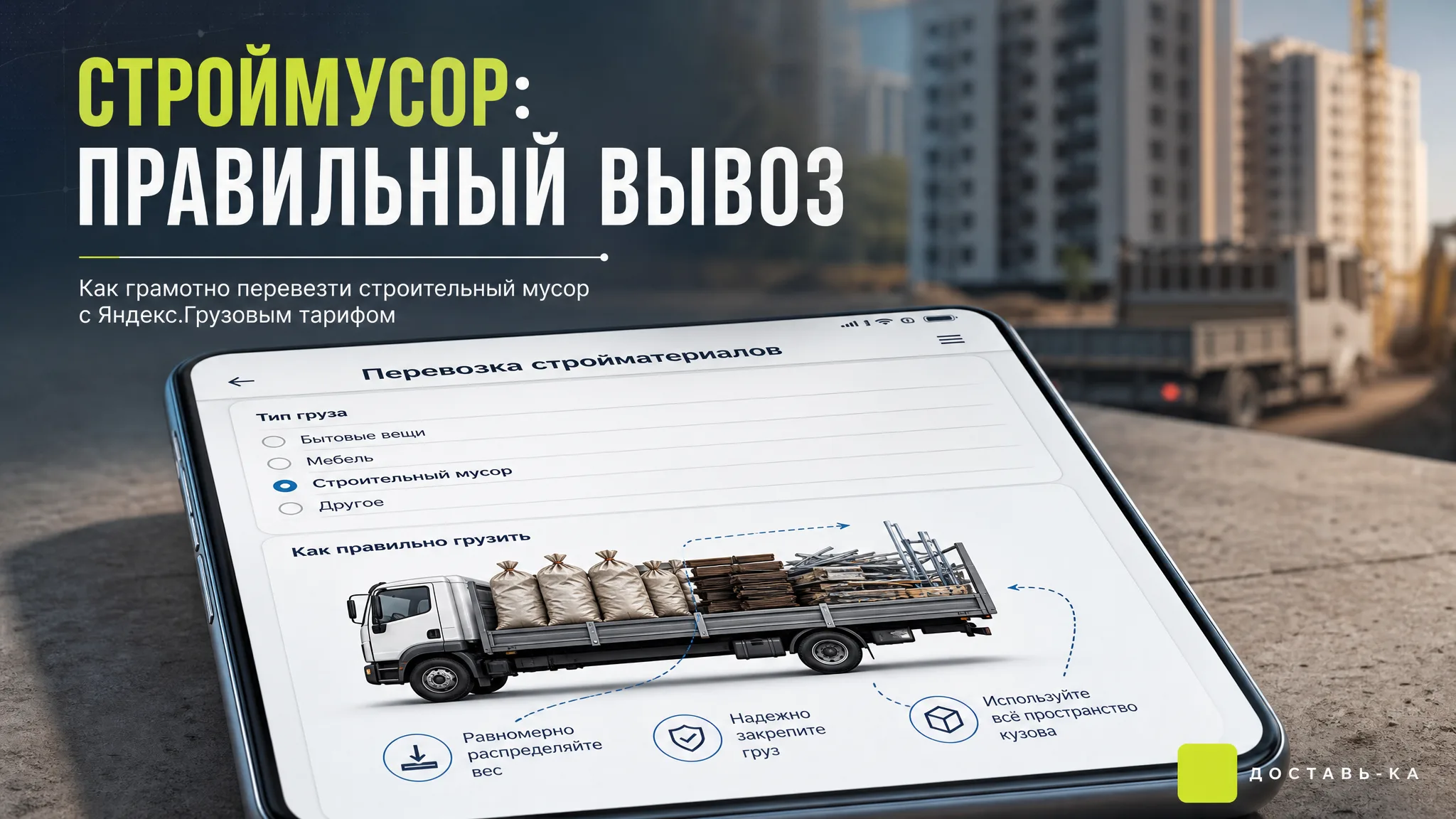 Грузовой тариф: особенности перевозки строительного мусора и отходов в 2026 году
