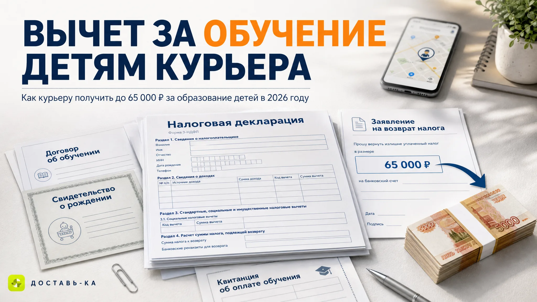 Налоговый вычет за обучение детей курьера: как оформить в 2026