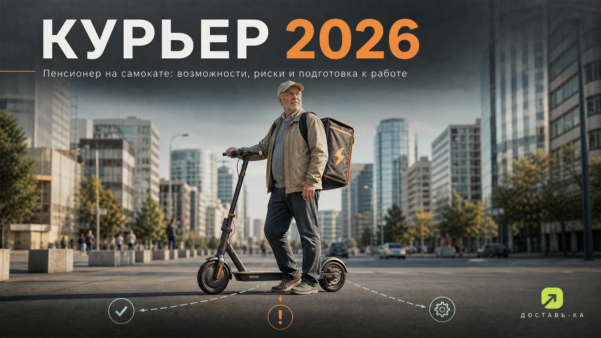 Курьер пенсионер на самокате: подработка в 2026 году с цифрами