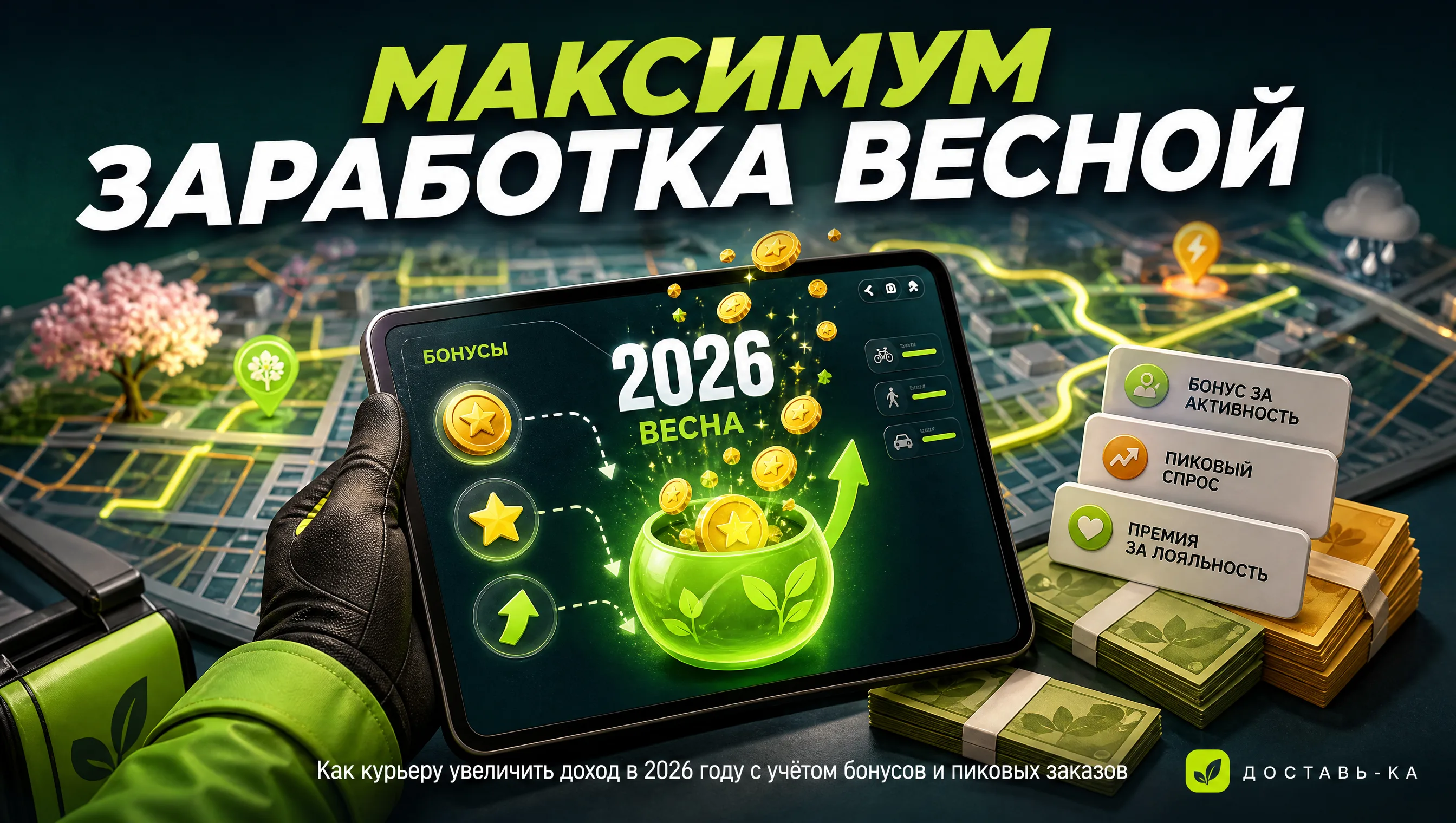 Весенние бонусы и пики: как максимизировать заработок курьеру в 2026 году