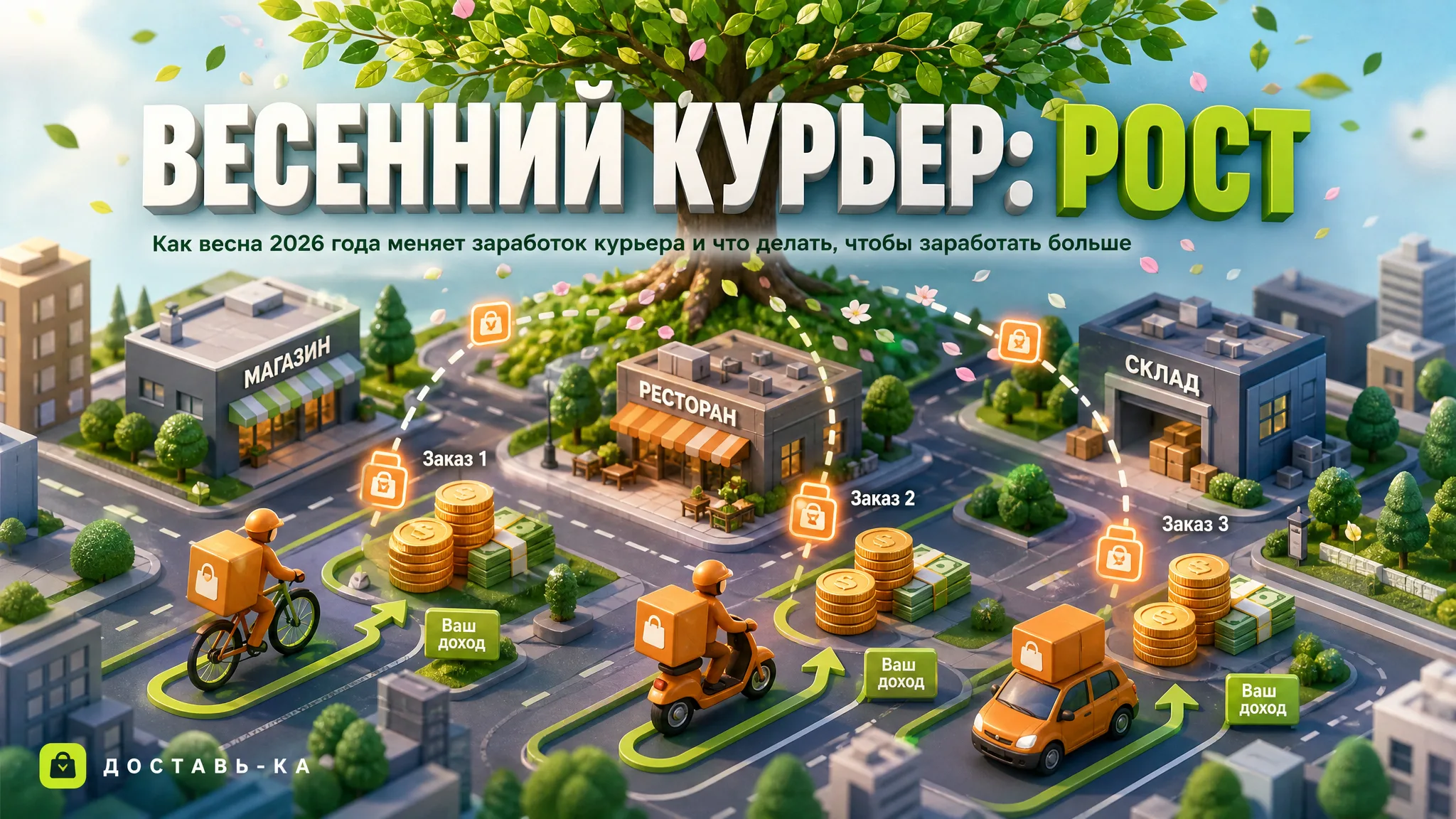 Сезонность курьера весной 2026: как рост заказов влияет на заработок