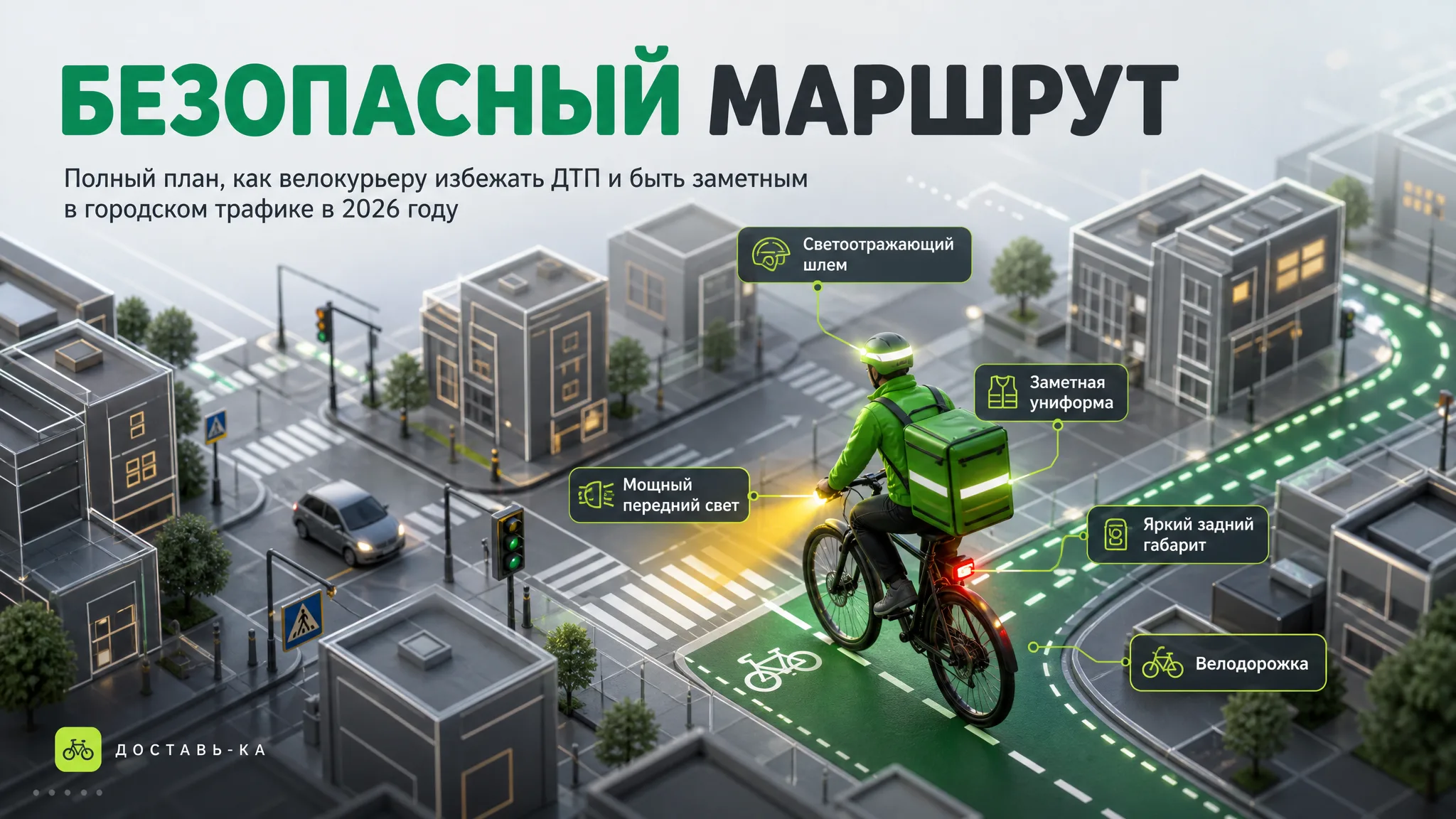 Велокурьер в городском трафике: как быть заметным и избежать ДТП в 2026 году