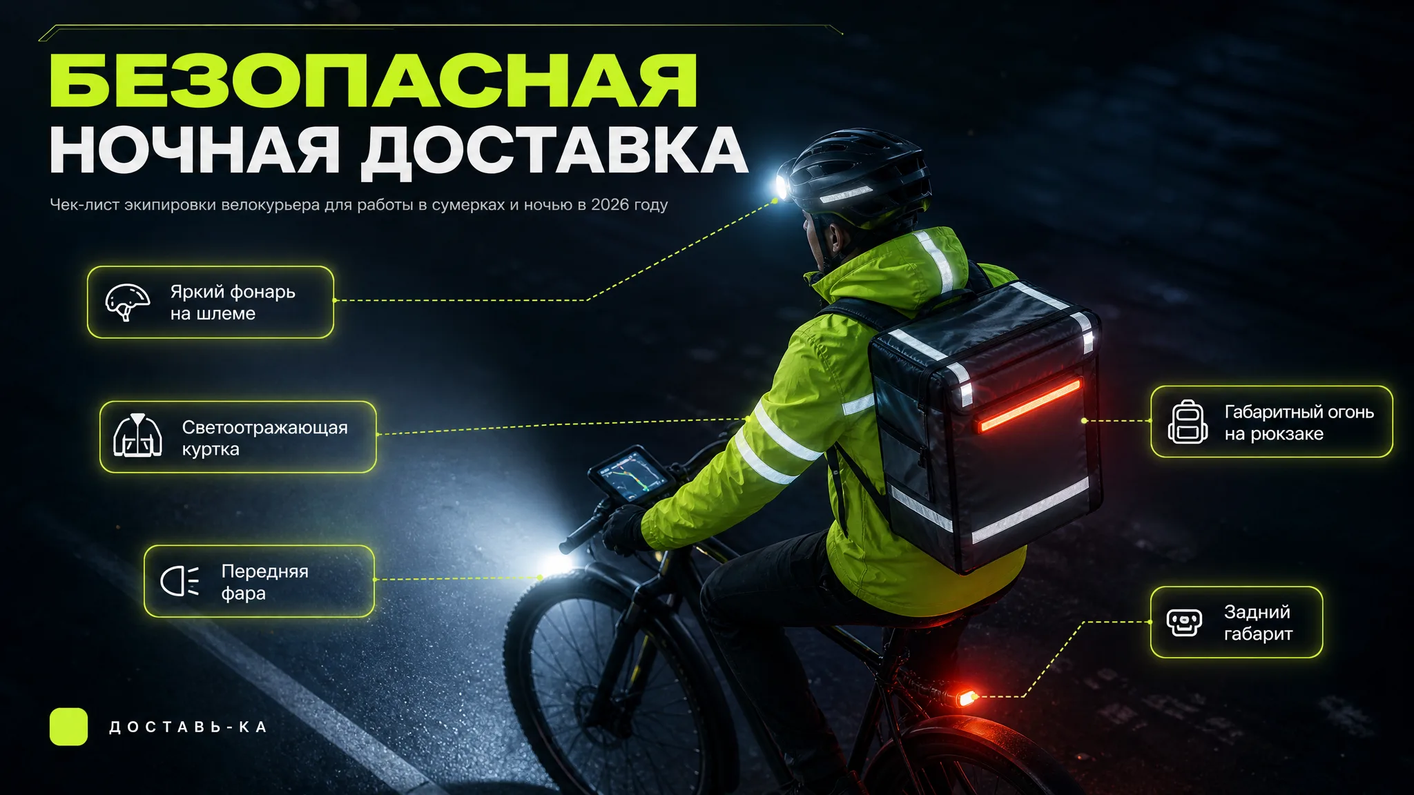 Экипировка велокурьера для безопасной работы ночью и в сумерках в 2026 году
