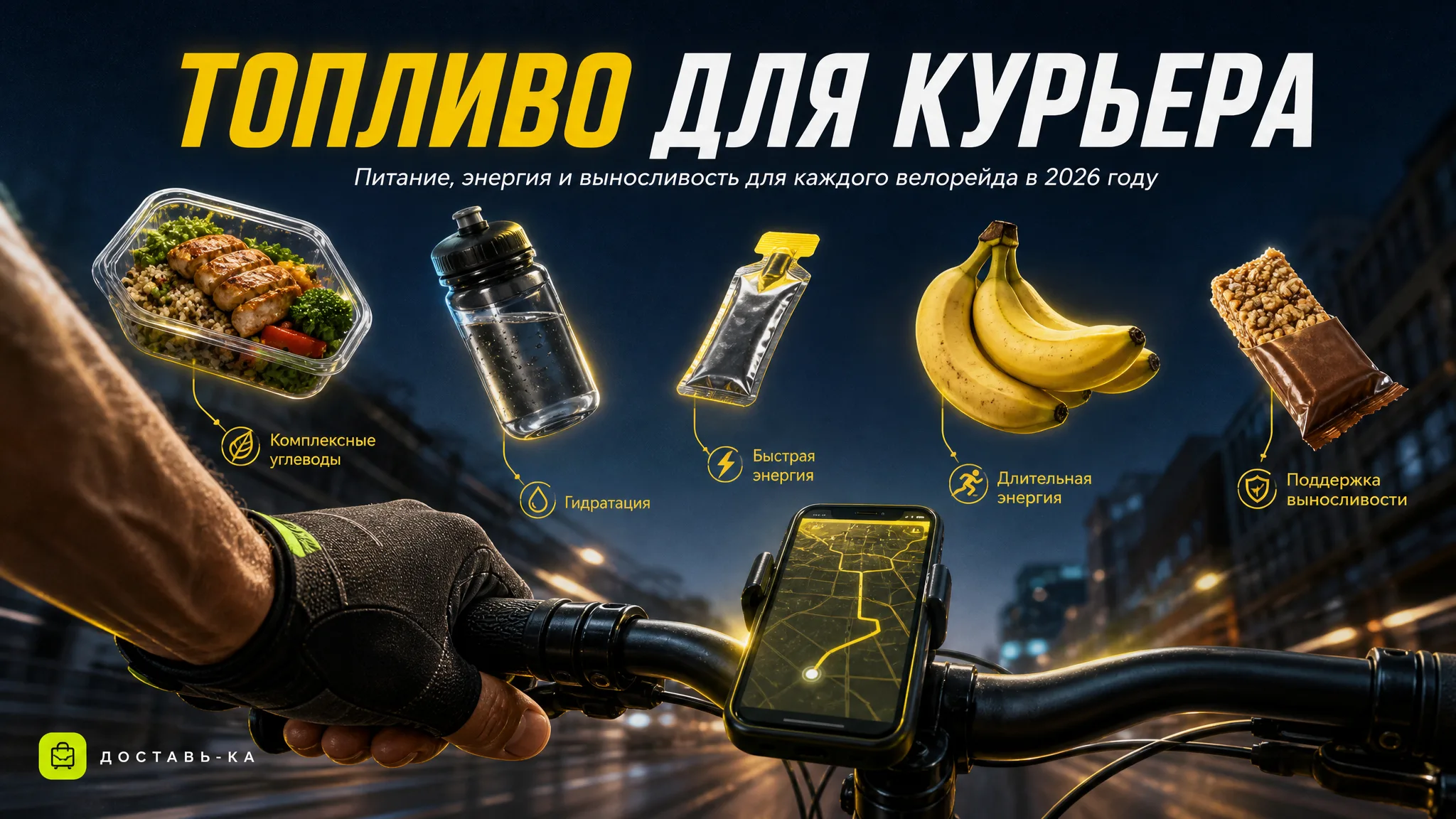 Велокурьер: спортивное питание для выносливости и восстановления в 2026 году