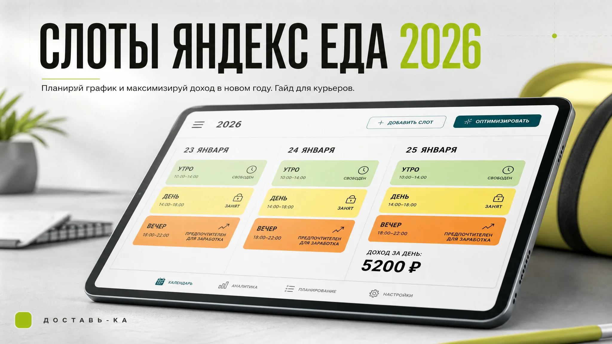 Слоты и график Яндекс Еда 2026: как планировать и максимизировать заказы