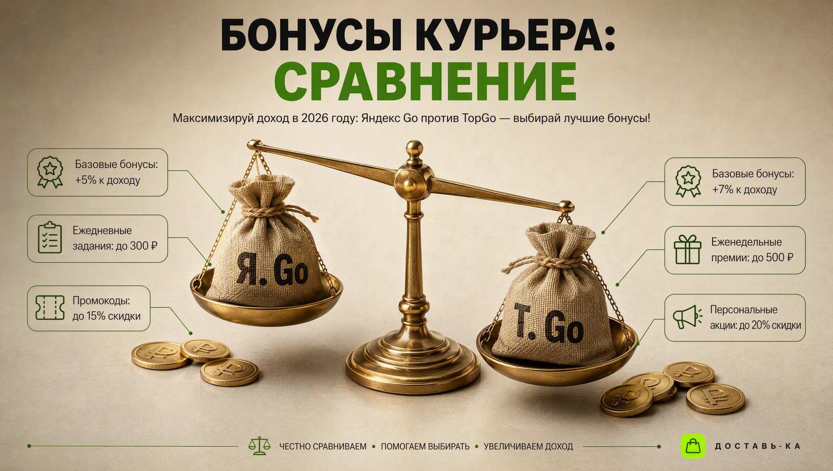 Яндекс Go vs TopGo: сравнение бонусных программ для курьеров в 2026 году