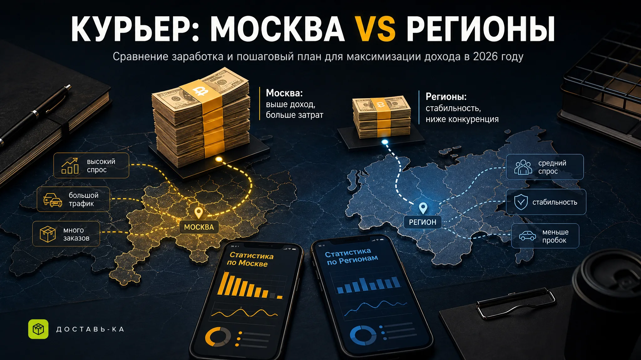 Заработок курьера в Москве и регионах: где больше платят и почему в 2026 году