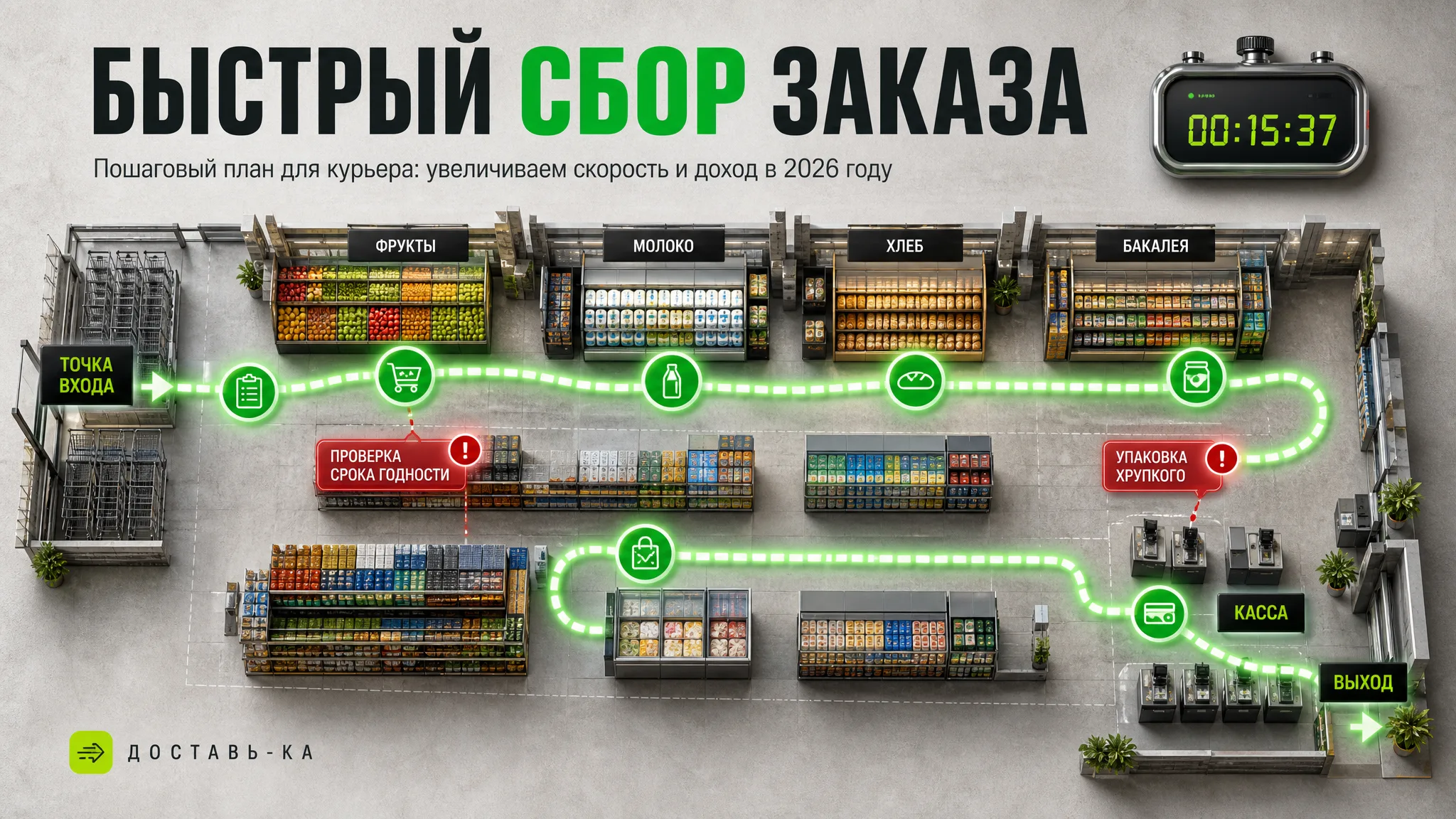 Лайфхаки для курьера: как быстро собирать заказы в магазине в 2026 году