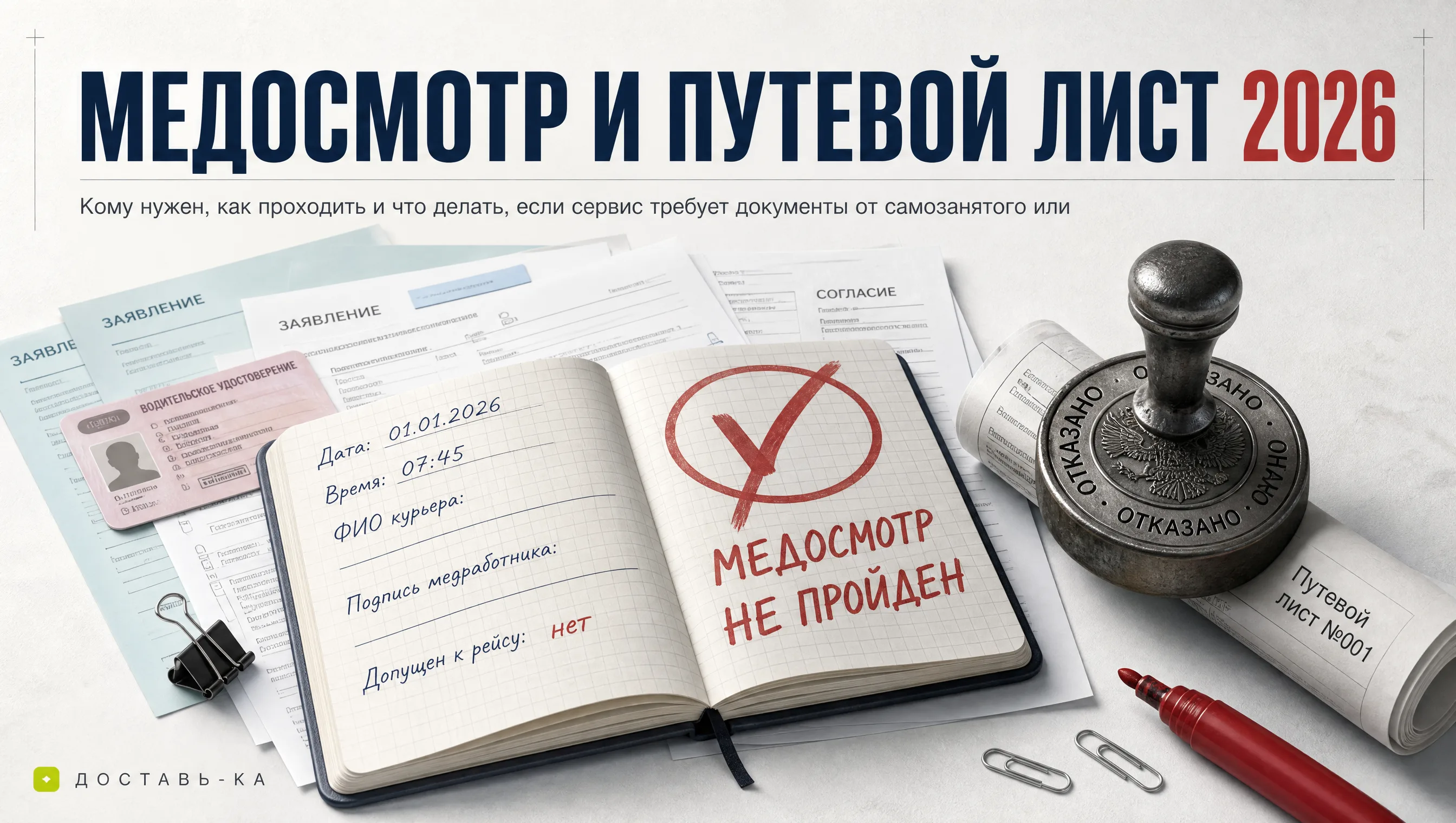 Нужен ли путевой лист курьеру на своем авто и медосмотр в 2026 году