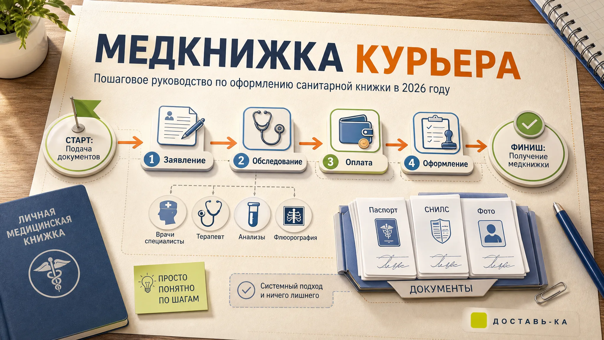 Как сделать медкнижку для работы курьером: пошаговая инструкция 2026