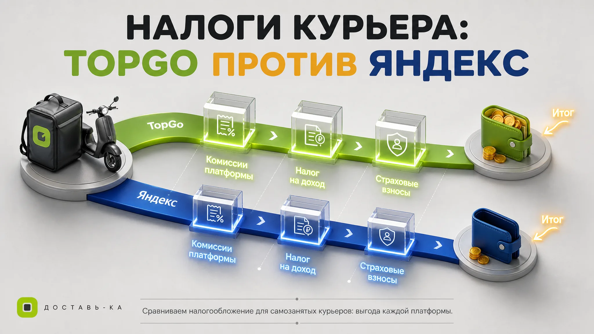 Оплата налогов в TopGo и Яндекс: в чем разница для самозанятого курьера в 2026 году