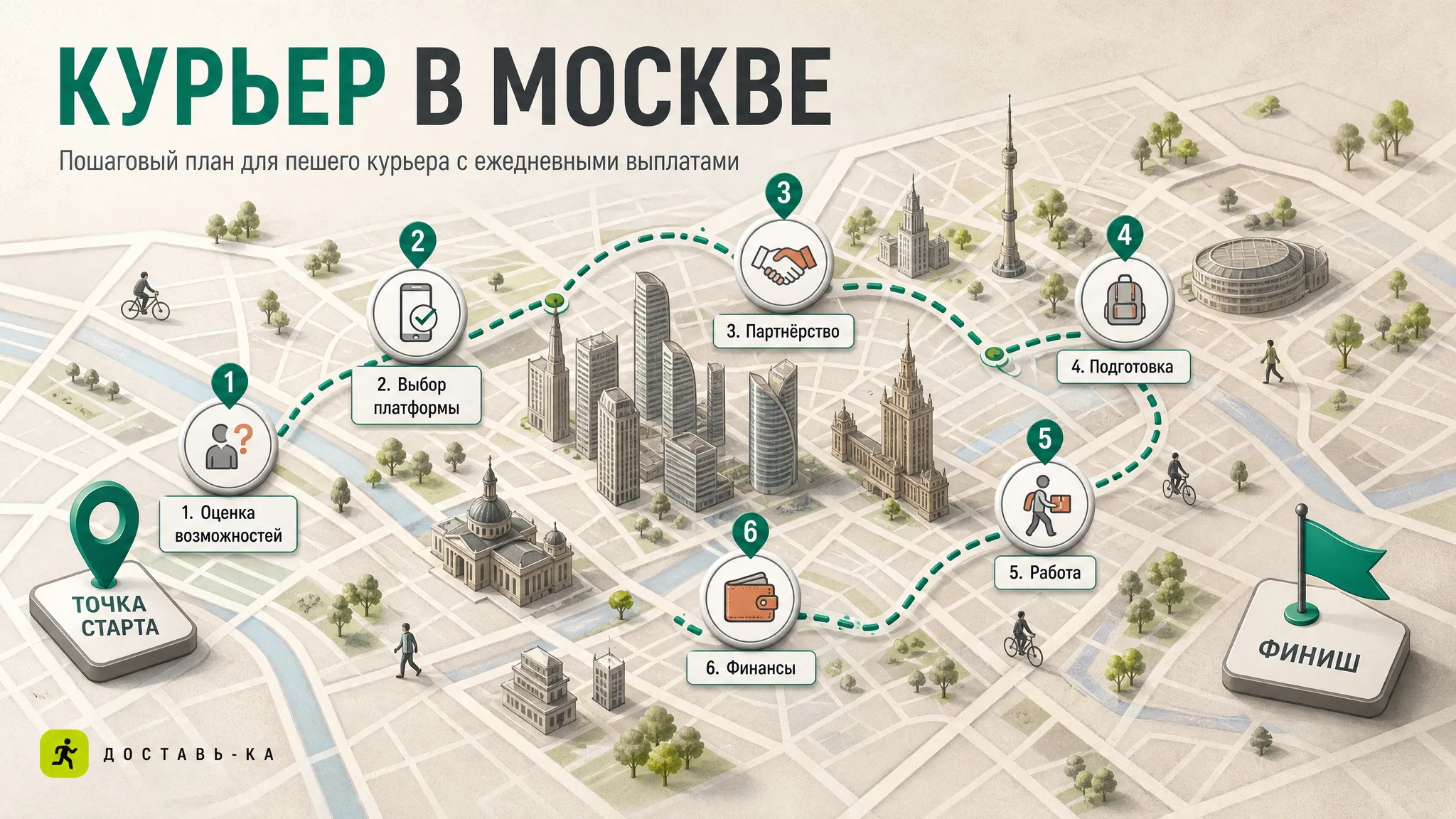 Работа пеший курьер Москва ежедневные выплаты в 2026 году: план по шагам
