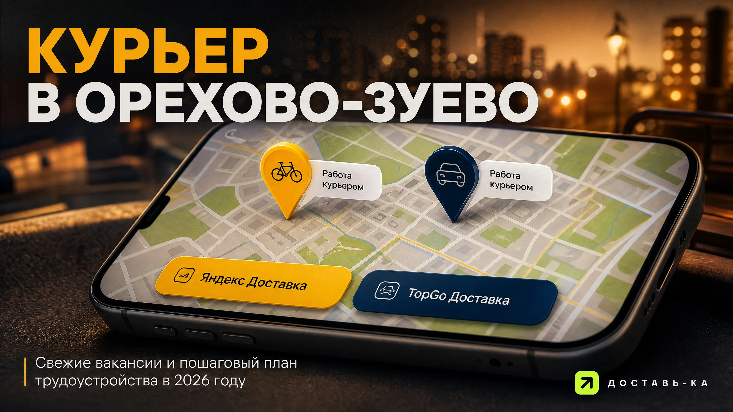 Работа курьером в Орехово-Зуево: свежие вакансии Яндекс и TopGo в 2026 году