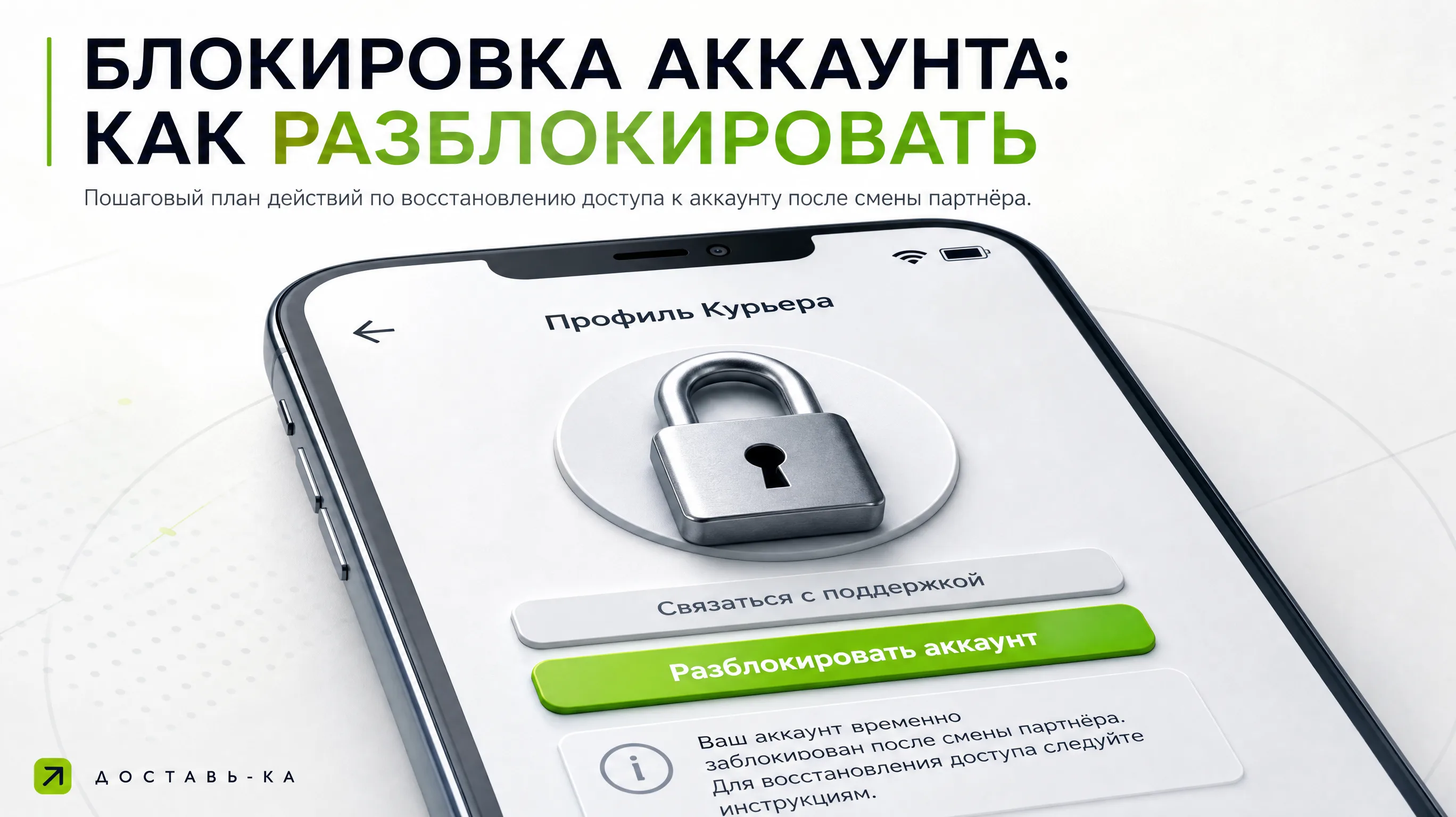 Разблокировка аккаунта после смены парка курьер в 2026 году
