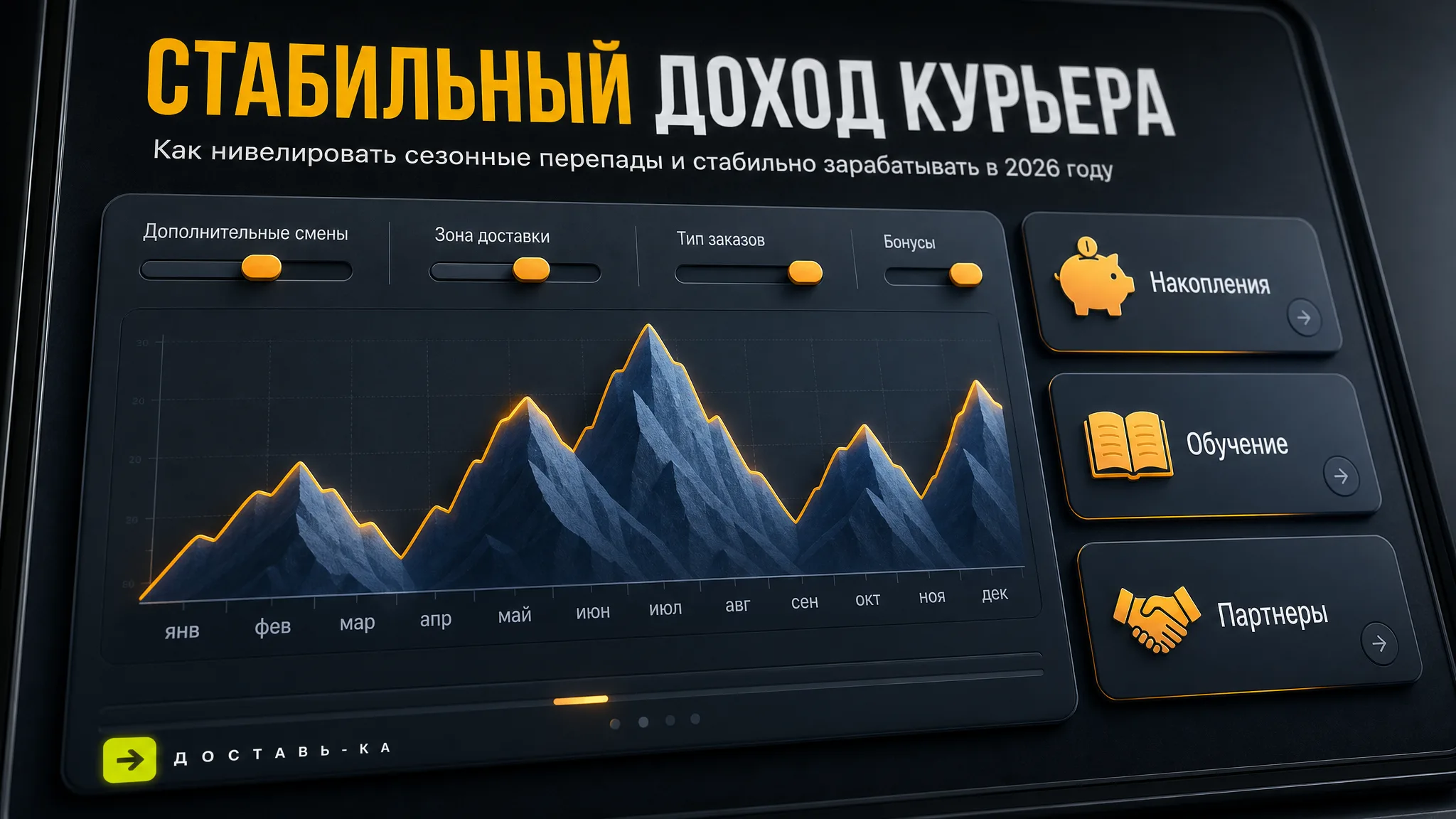Сезонность заработка курьера 2026: как сгладить перепады дохода