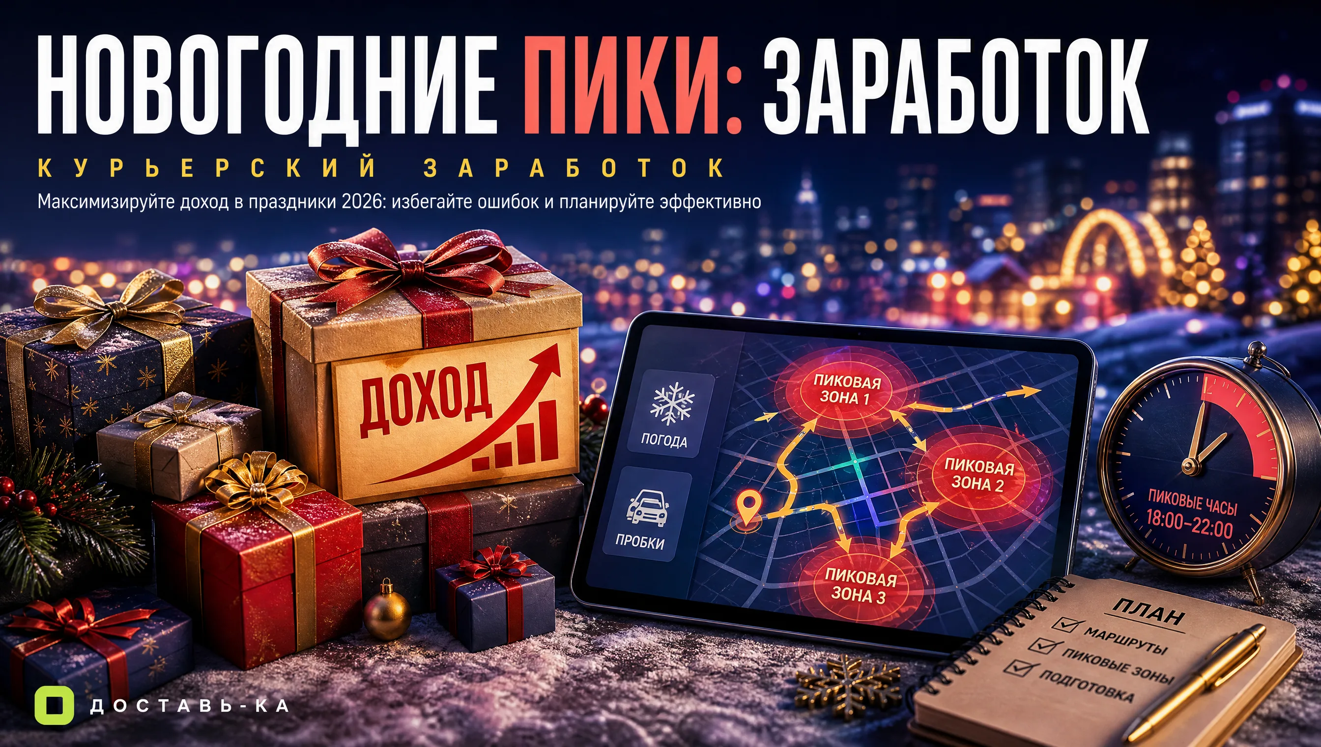 Новогодние пики: заработок курьера в праздники 2026