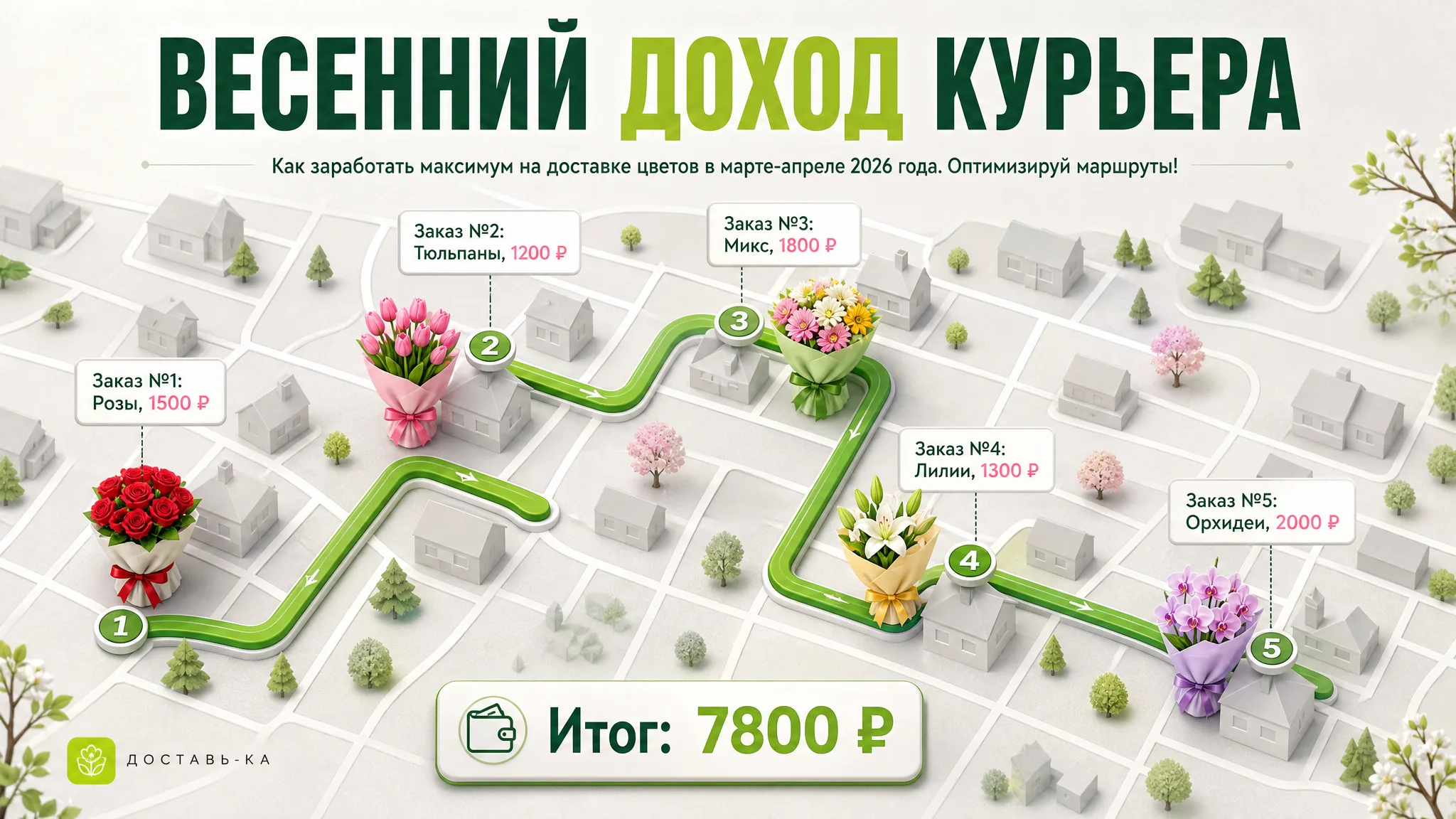 Курьер доставка цветов весной: как увеличить доход в 2026 году
