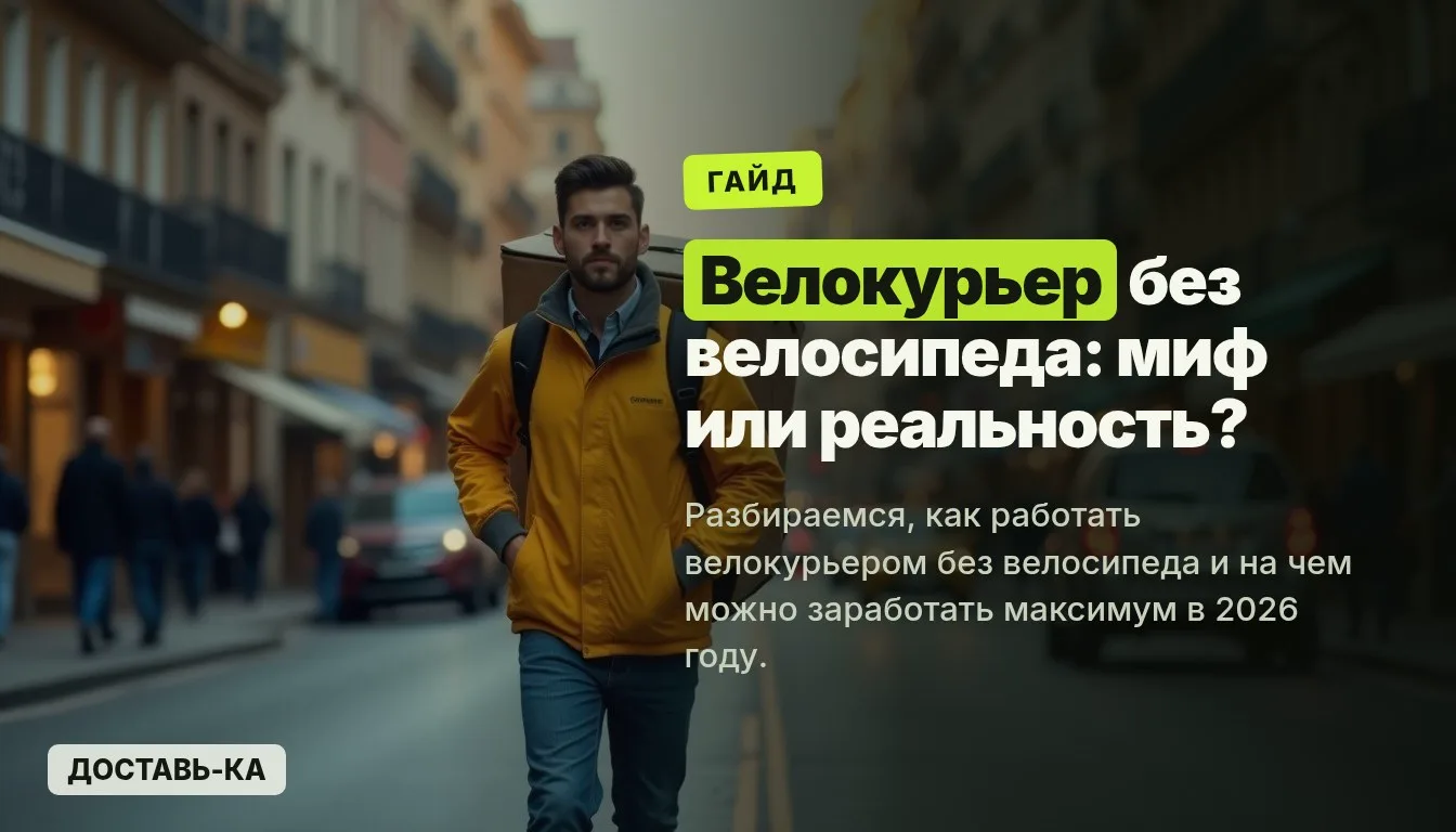 Работа велокурьером без велосипеда в 2026 году: все возможности и доход с ДОСТАВЬ-КА