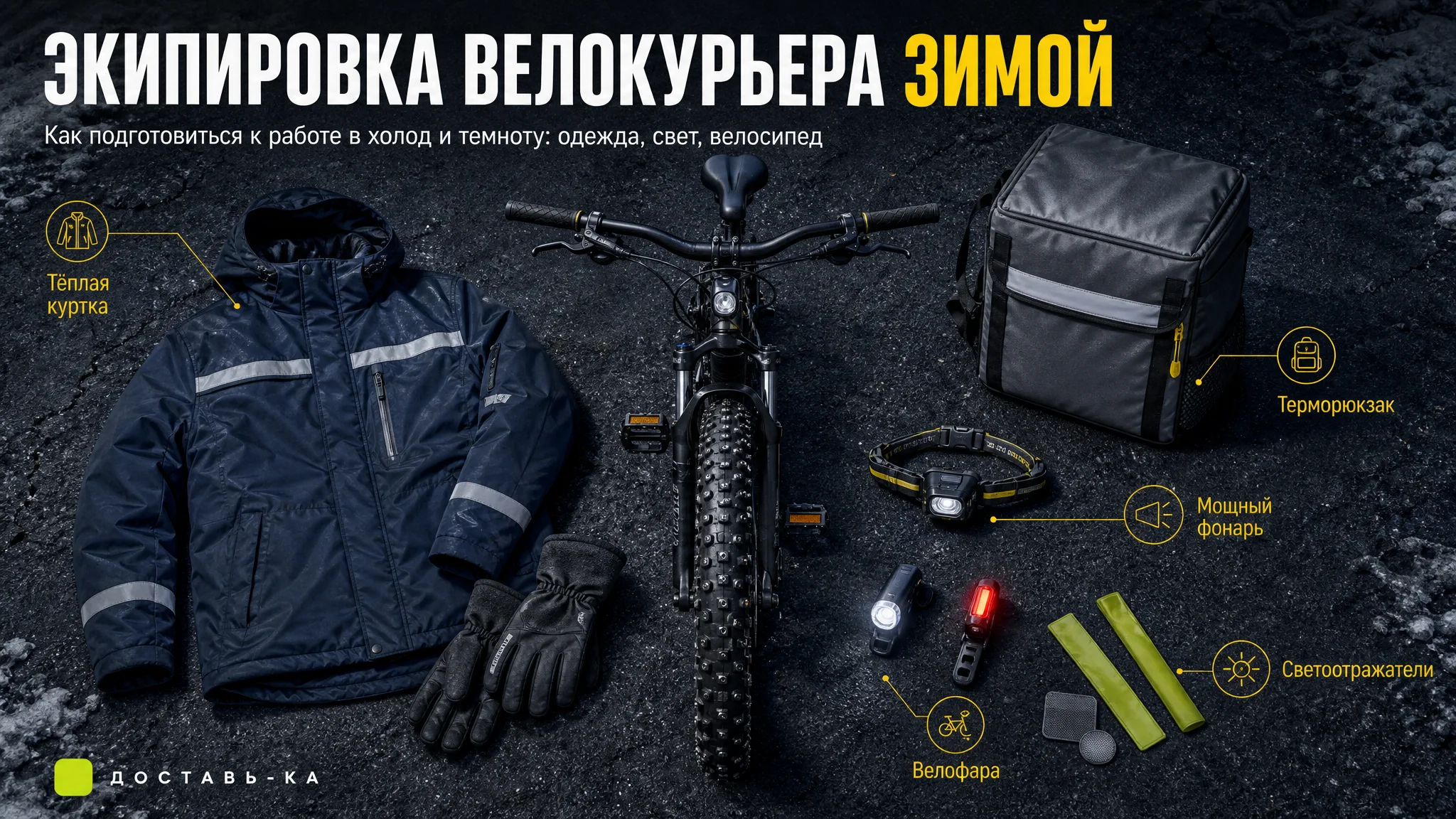 Велокурьер: экипировка ночью и зимой для безопасности в 2026 году
