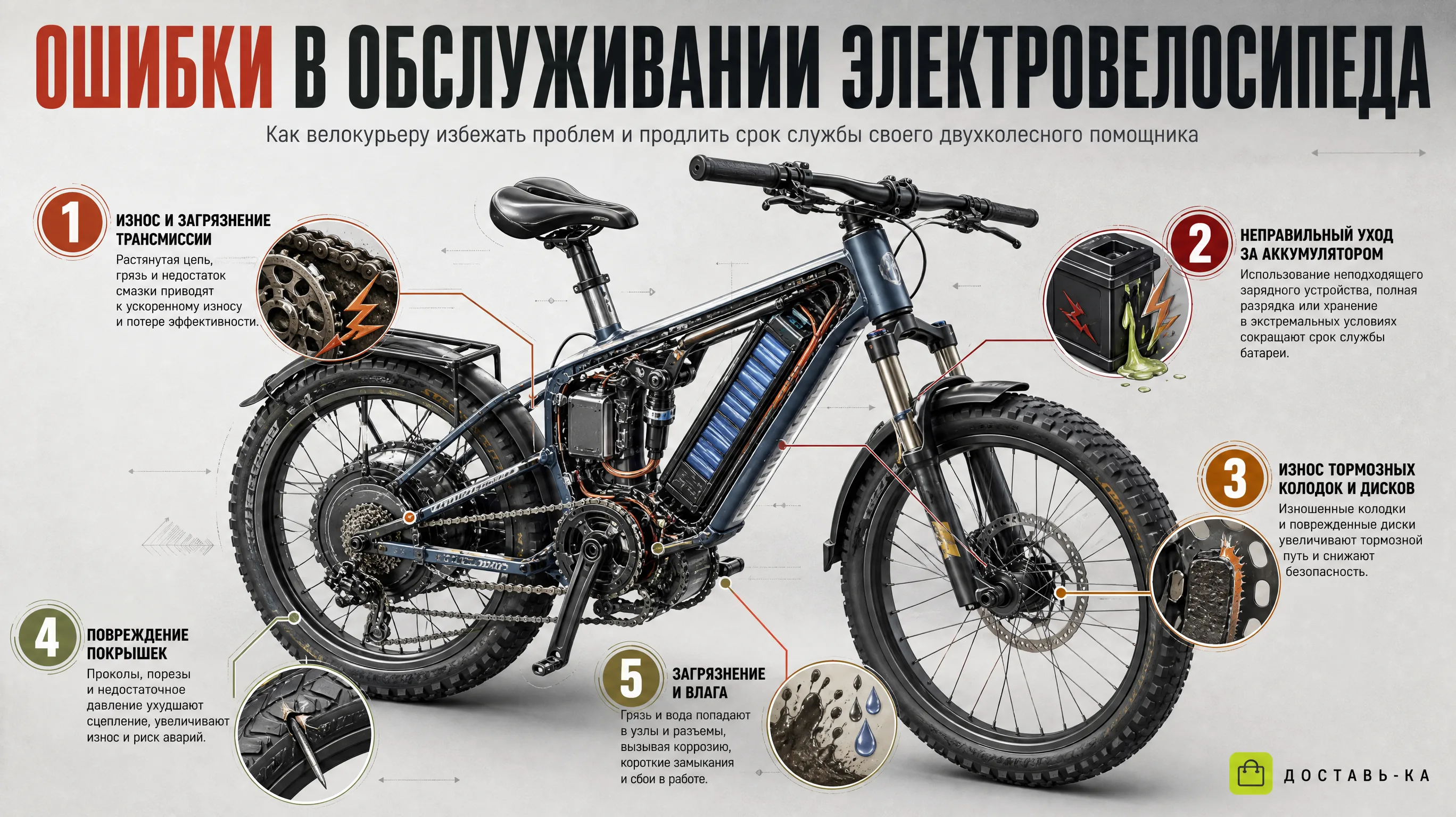 Обслуживание электровелосипеда для курьера: как избежать ошибок в 2026 году