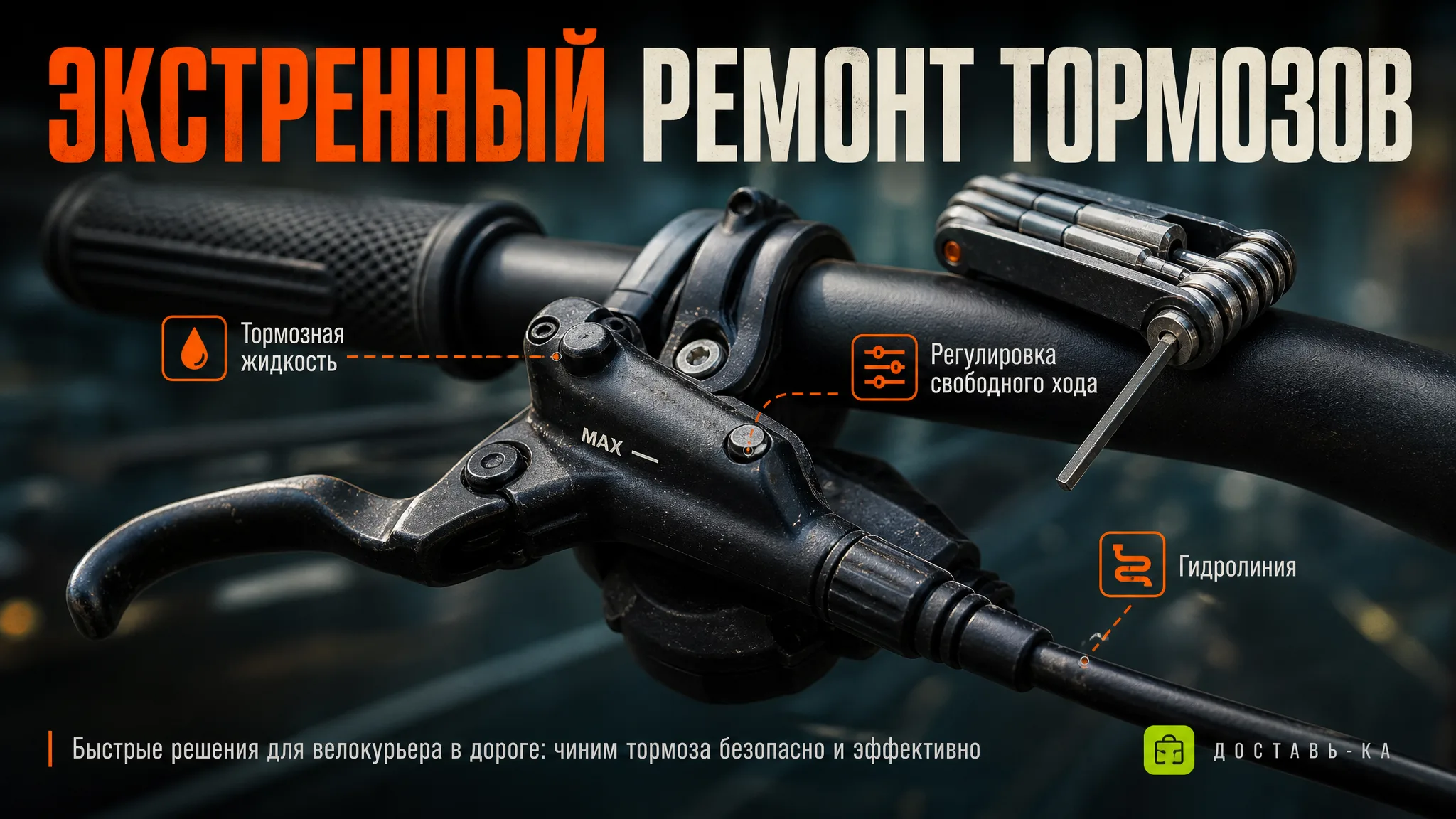 Велокурьер: экстренный ремонт тормозов в дороге