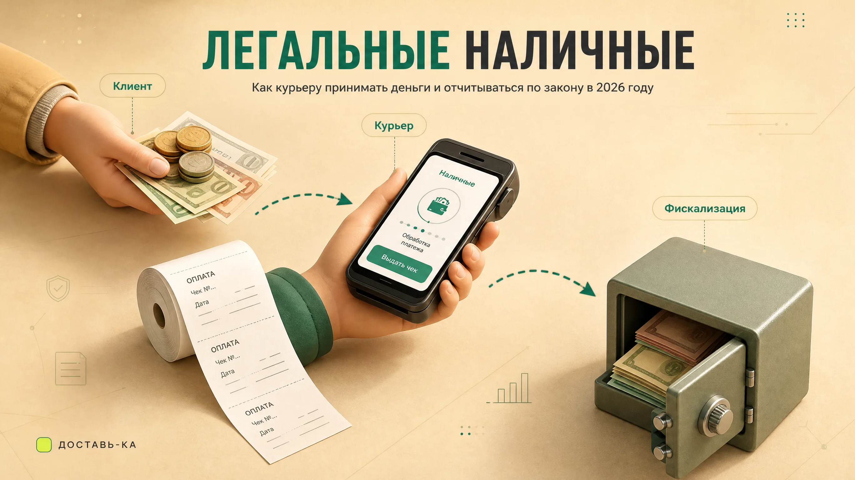 Наличные от клиента: налог, законность и отчетность курьера в 2026