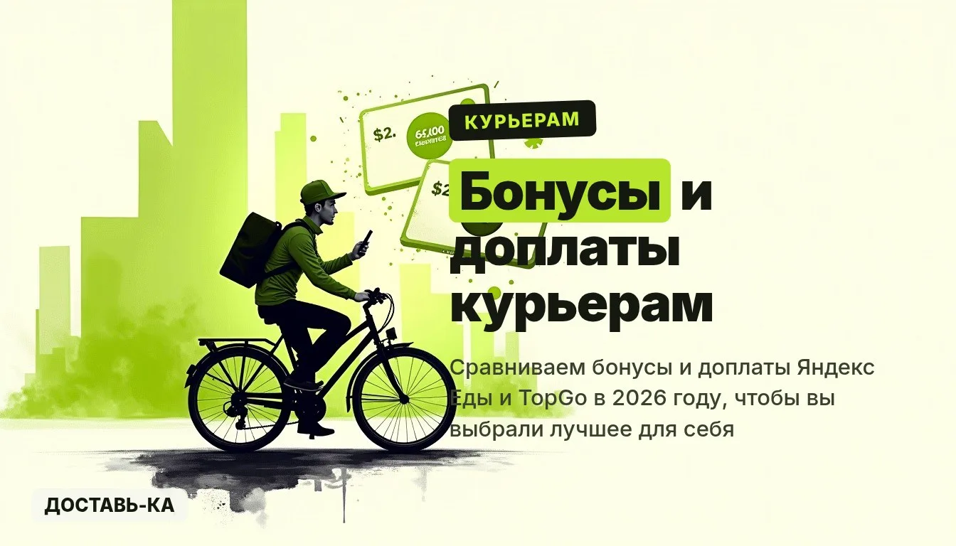 Яндекс Еда и TopGo: сравнение бонусов и доплат курьерам в 2026