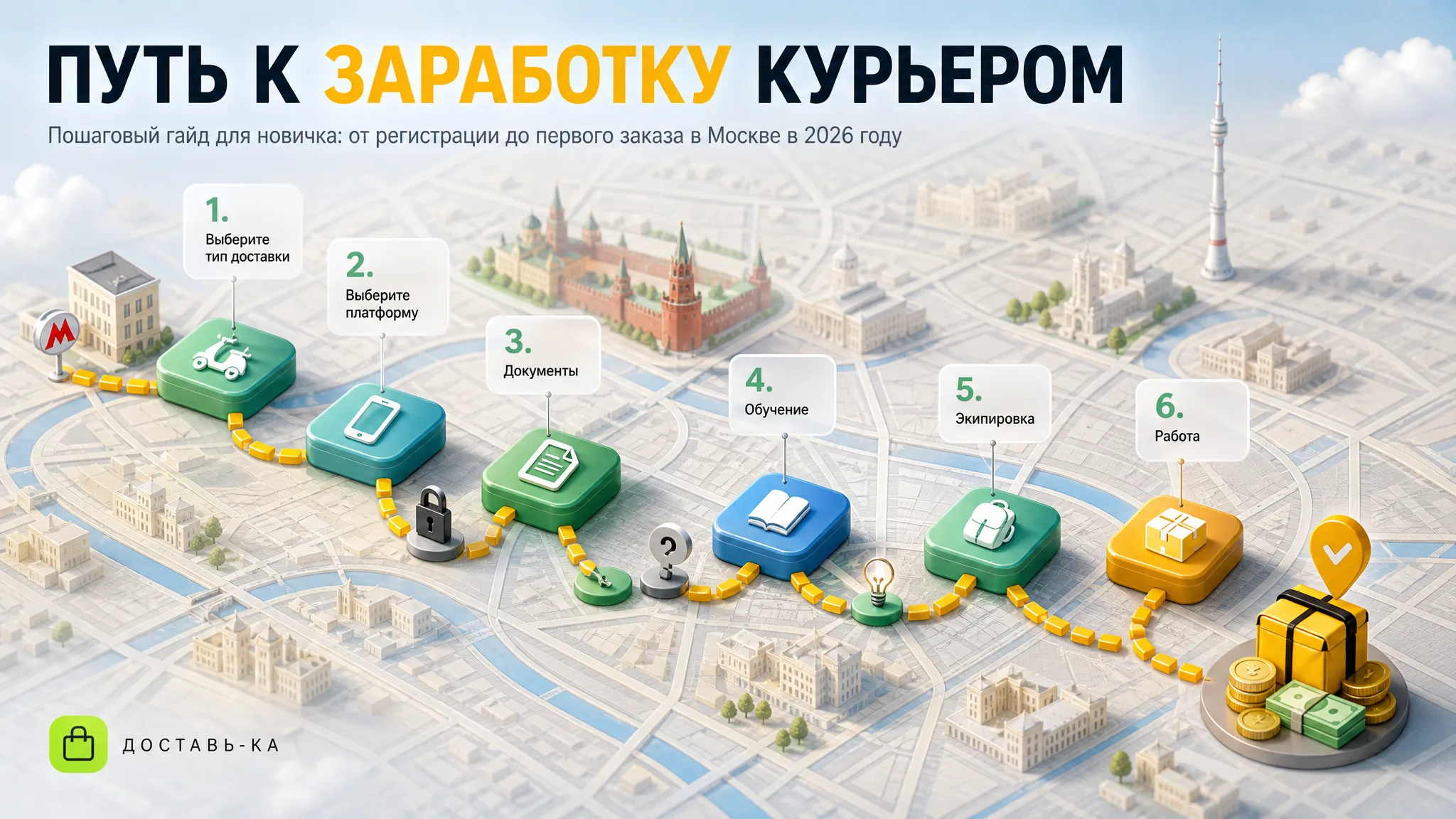 Как заработать курьером в Москве новичку в 2026 году